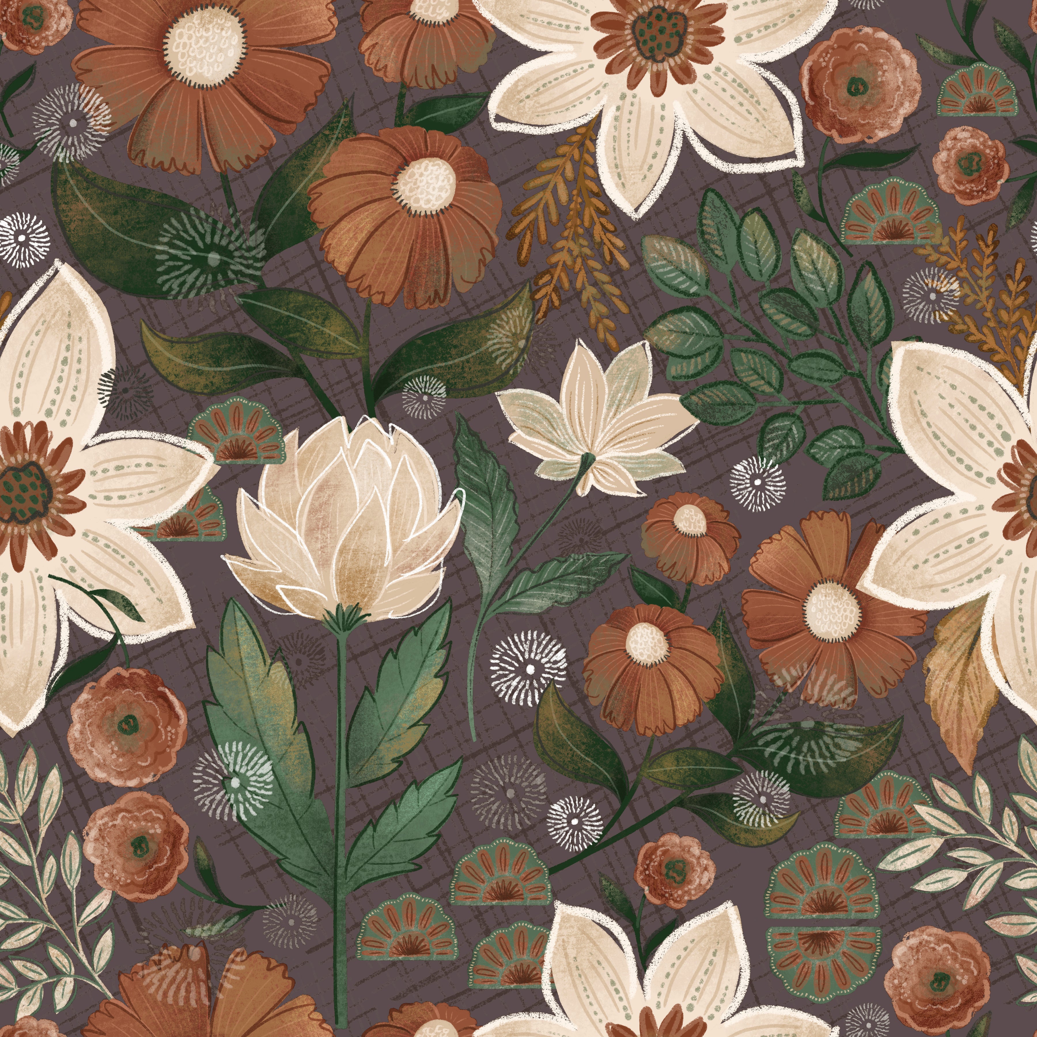 HaokHome Wallpaper Peel and Stick Vintage Floral Taupe/Beige/Brown Botanical Wall Decor Removable Mural