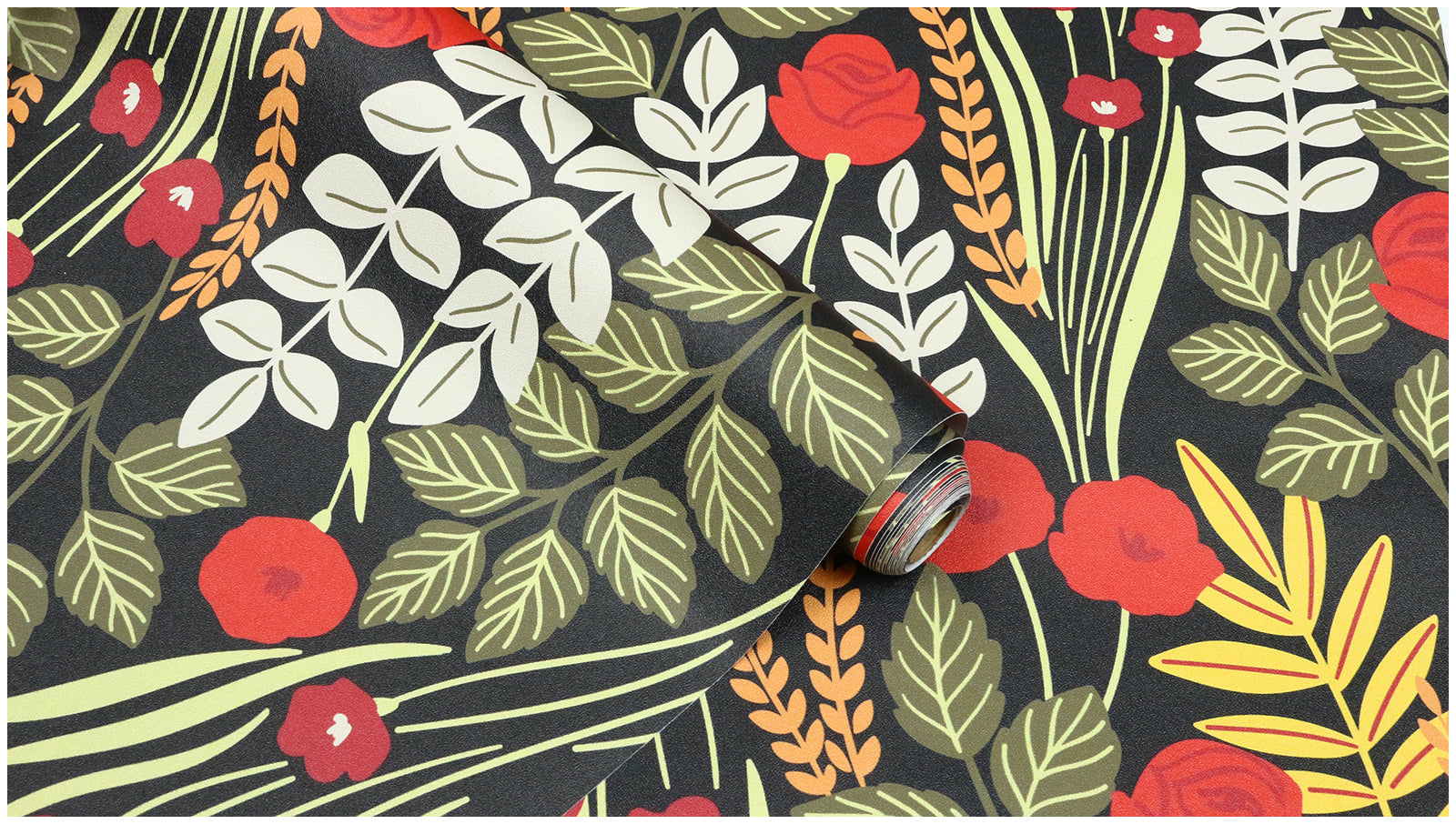 HaokHome Wallpaper Peel and Stick Vintage Rustic Rose Floral Wall Decor Dark Background Removable Mural for Living Room & Bedroom