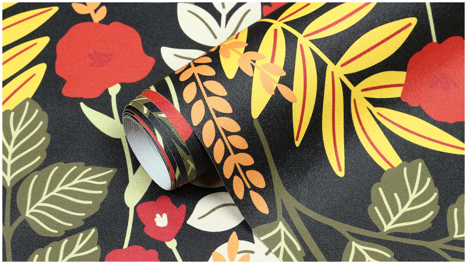 HaokHome Wallpaper Peel and Stick Vintage Rustic Rose Floral Wall Decor Dark Background Removable Mural for Living Room & Bedroom