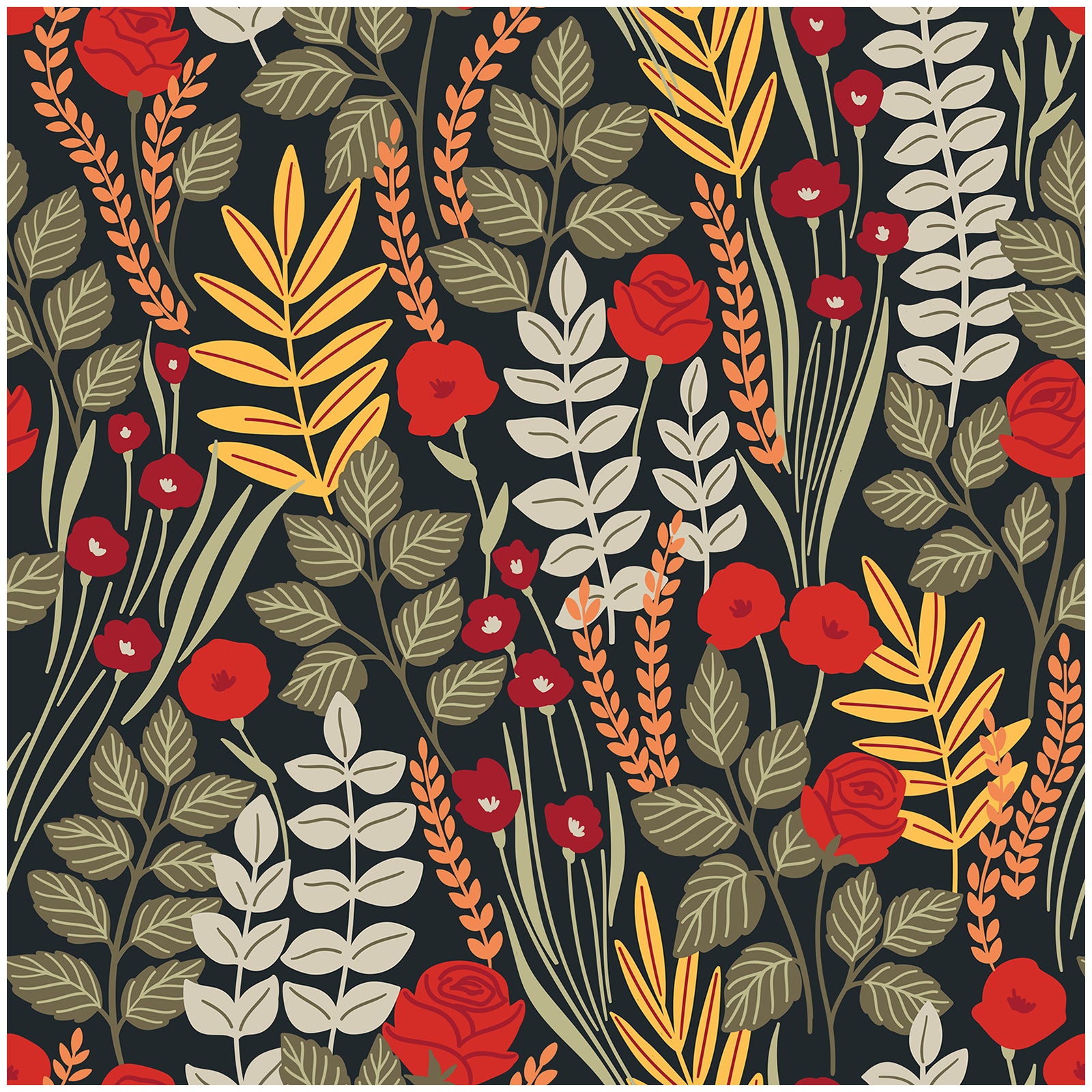 HaokHome Wallpaper Peel and Stick Vintage Rustic Rose Floral Wall Decor Dark Background Removable Mural for Living Room & Bedroom