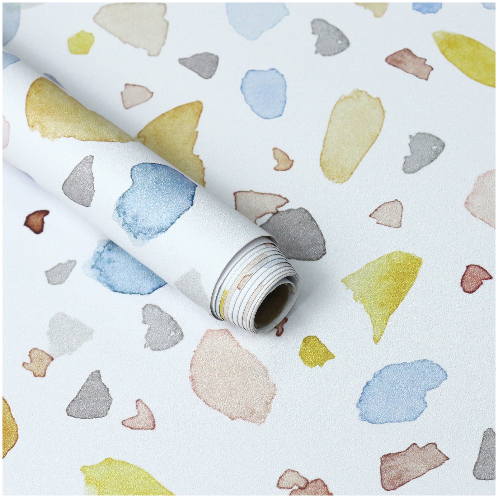 HaokHome Wallpaper Peel and Stick Watercolor Terrazzo Multicolor Wall Decor Removable Mural for Living Room & Kids' Room