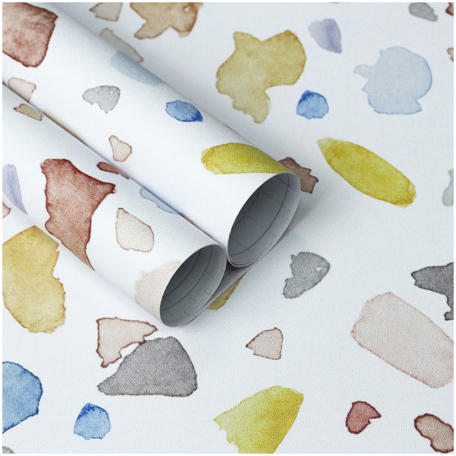 HaokHome Wallpaper Peel and Stick Watercolor Terrazzo Multicolor Wall Decor Removable Mural for Living Room & Kids' Room