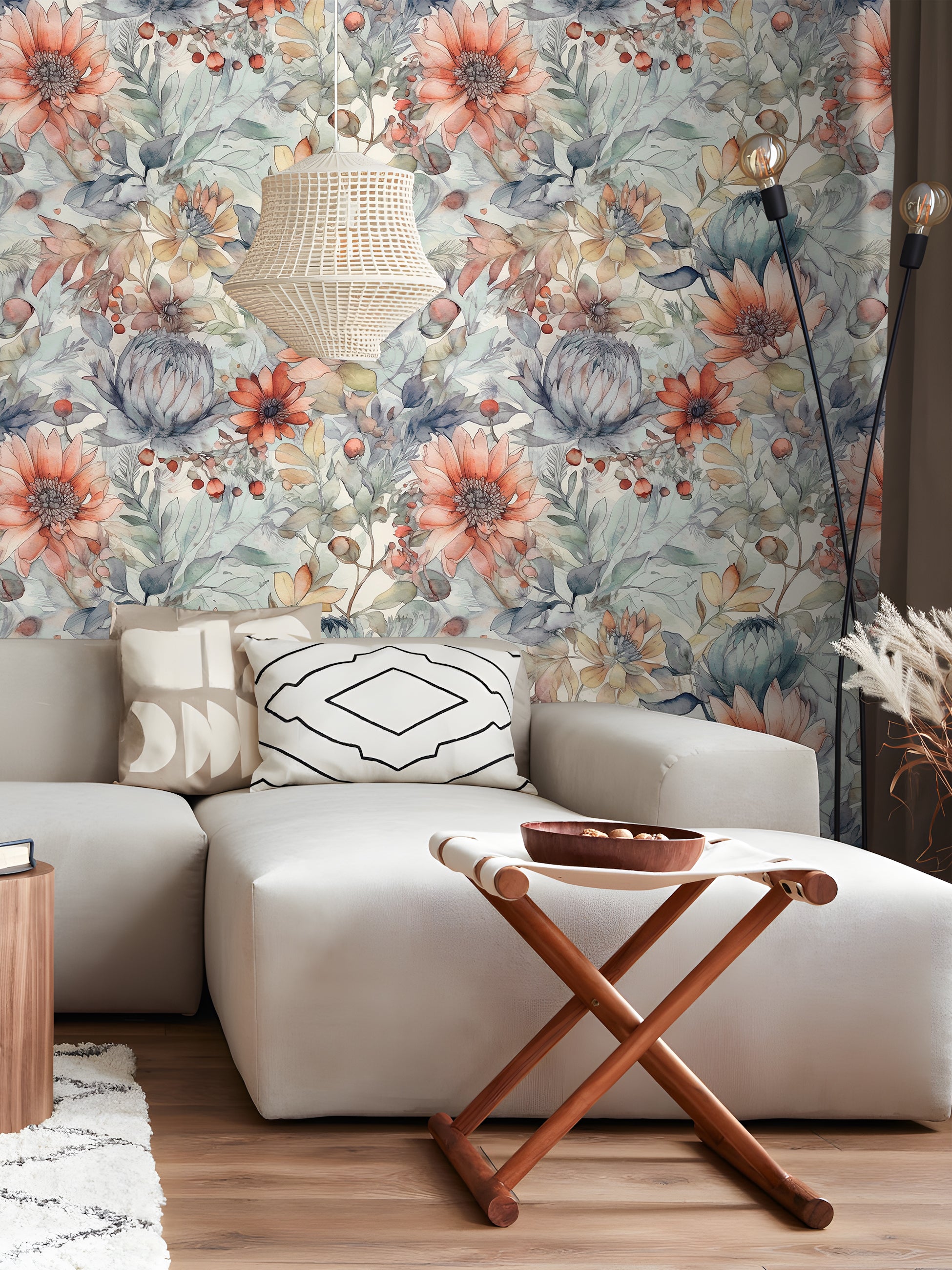 HaokHome Watercolor pink Floral Wallpaper Elegant Pastel Botanical Design for Home Décor