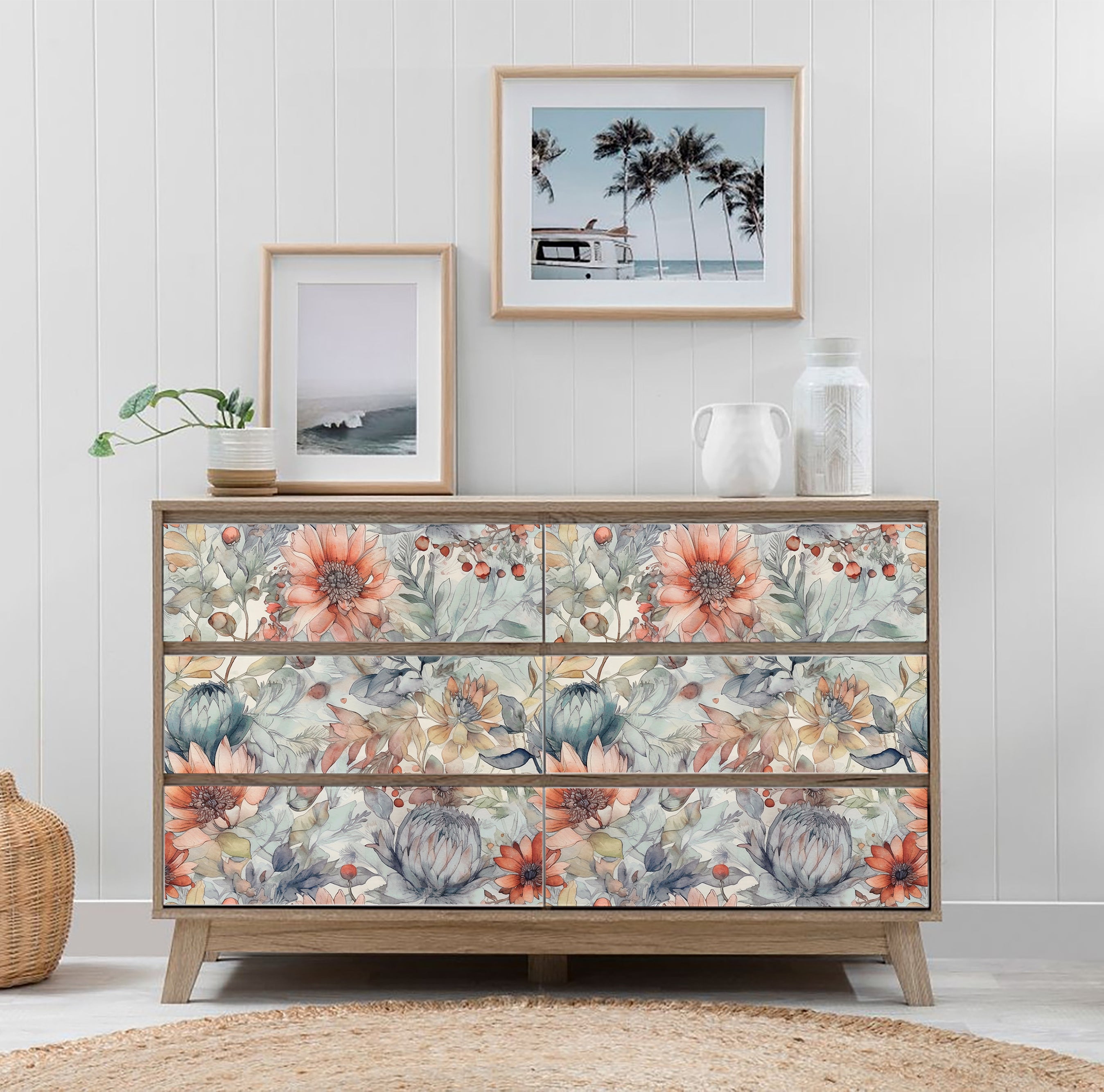 HaokHome Watercolor pink Floral Wallpaper Elegant Pastel Botanical Design for Home Décor