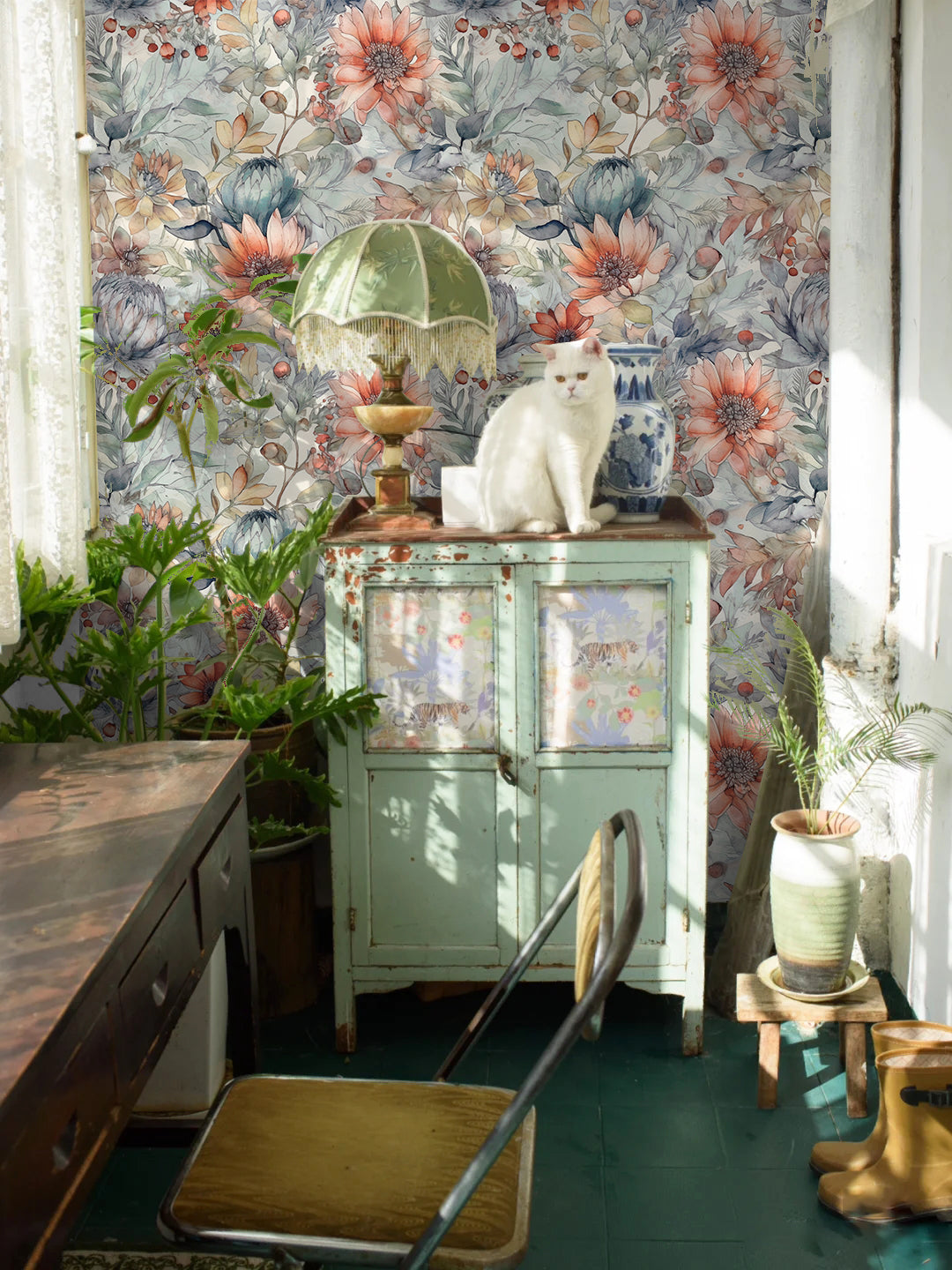 HaokHome Watercolor pink Floral Wallpaper Elegant Pastel Botanical Design for Home Décor