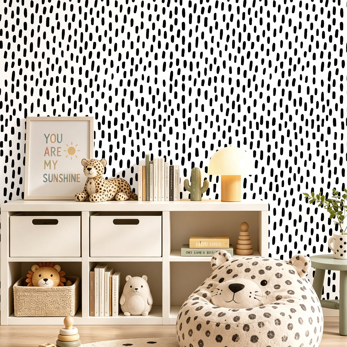 HaokHome dalmatian print self-adhesive wallpaper, gender-neutral kids playroom, cute children reading nook wall decor