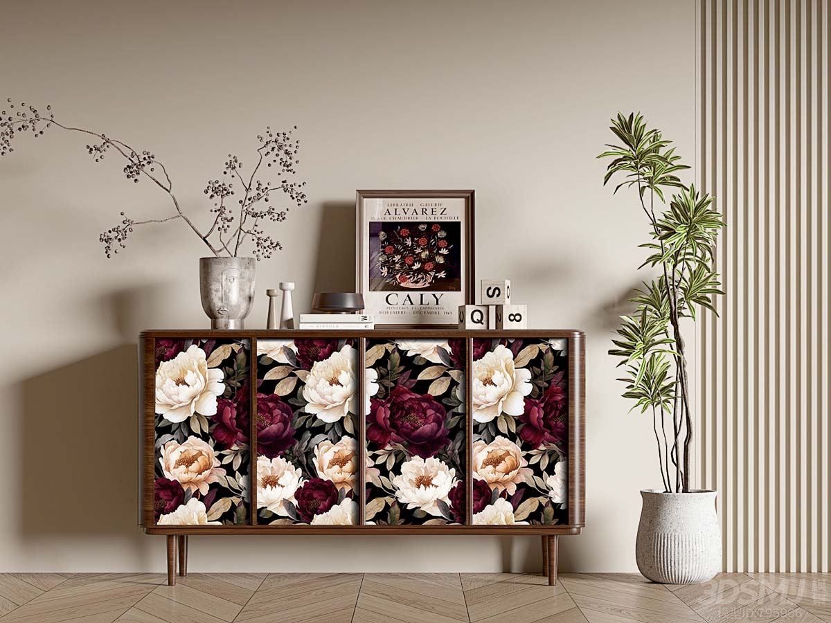 HaokHome vintage flower self-adhesive wallpaper, cabinet dresser furniture makeover