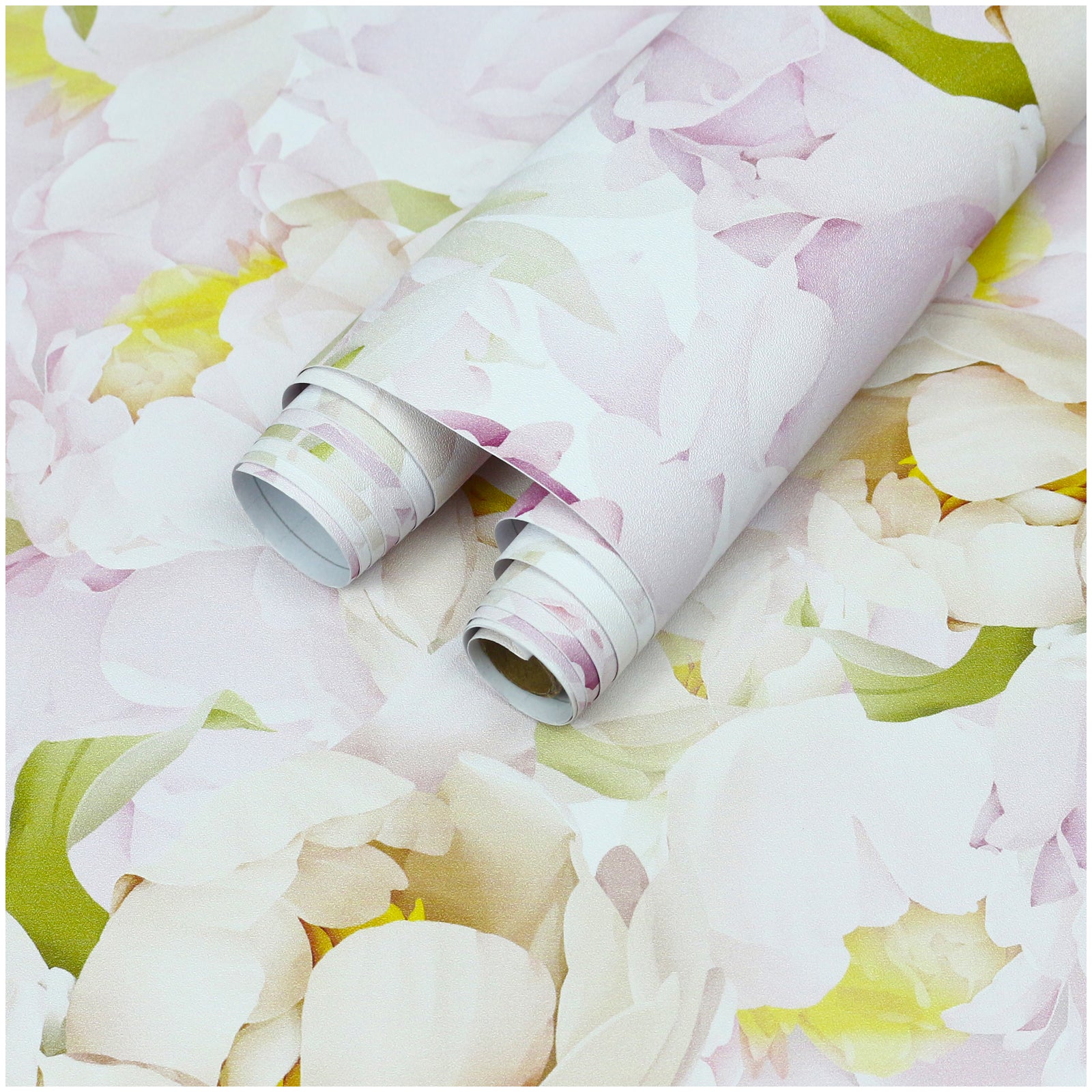 HaokHome wallpaper Peel and Stick Floral Peony Pink/White/Green Boho Wall Decor Bedroom Removable Mural