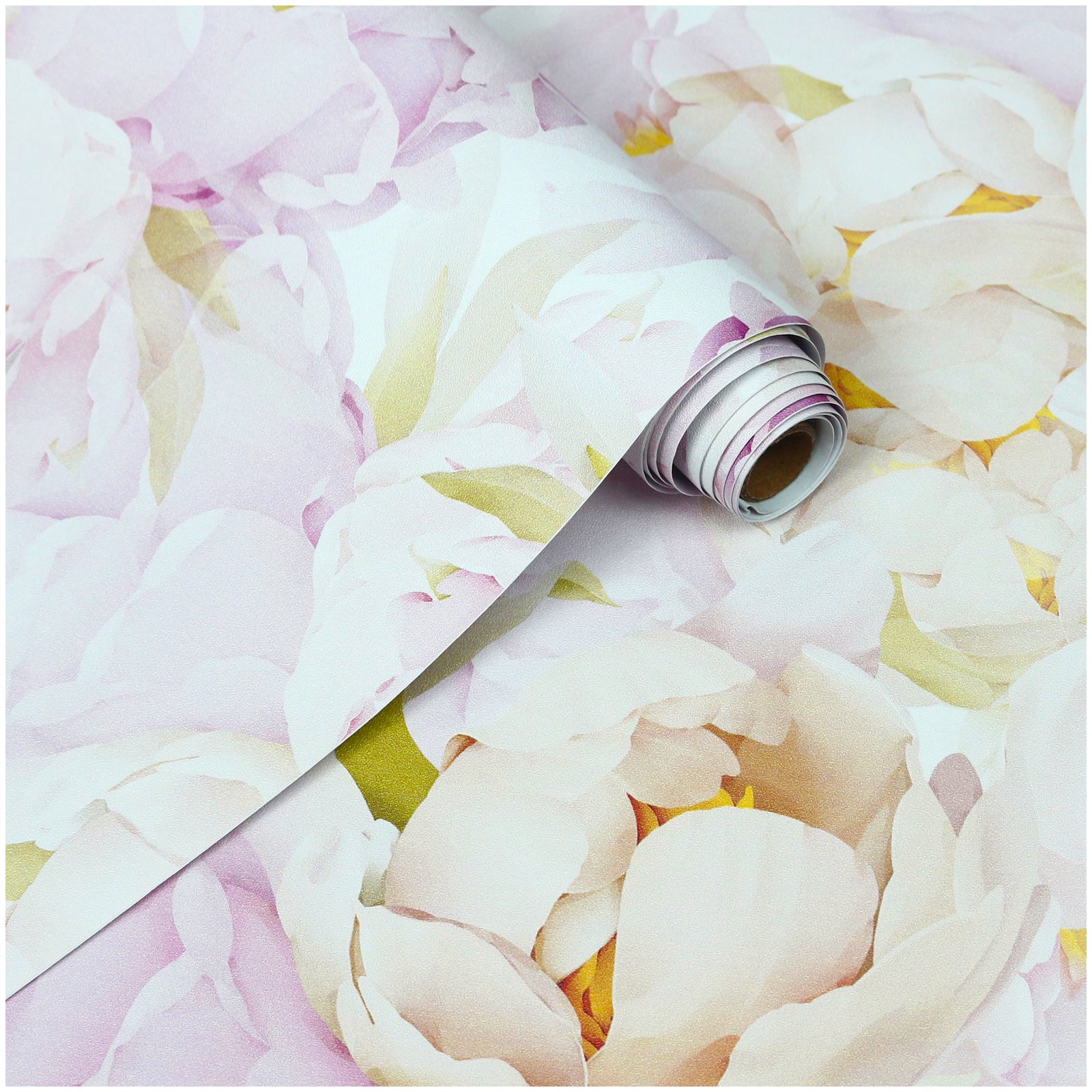 HaokHome wallpaper Peel and Stick Floral Peony Pink/White/Green Boho Wall Decor Bedroom Removable Mural