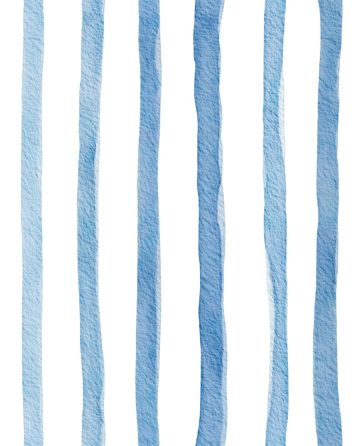 Haokhome Watercolor Blue Stripe Peel and Stick Wallpaper, Hand Drawn Irregular Vertical Line Mural