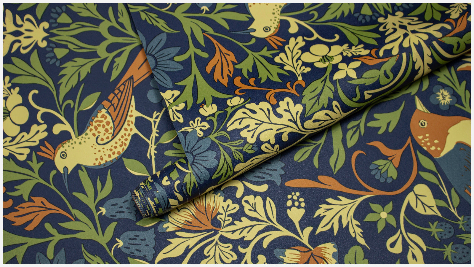 HaokHome Peel and Stick Wallpaper Navy Blue William Morris Bird Floral Wall Mural Removable Self Adhesive Vintage Botanical Wallpaper