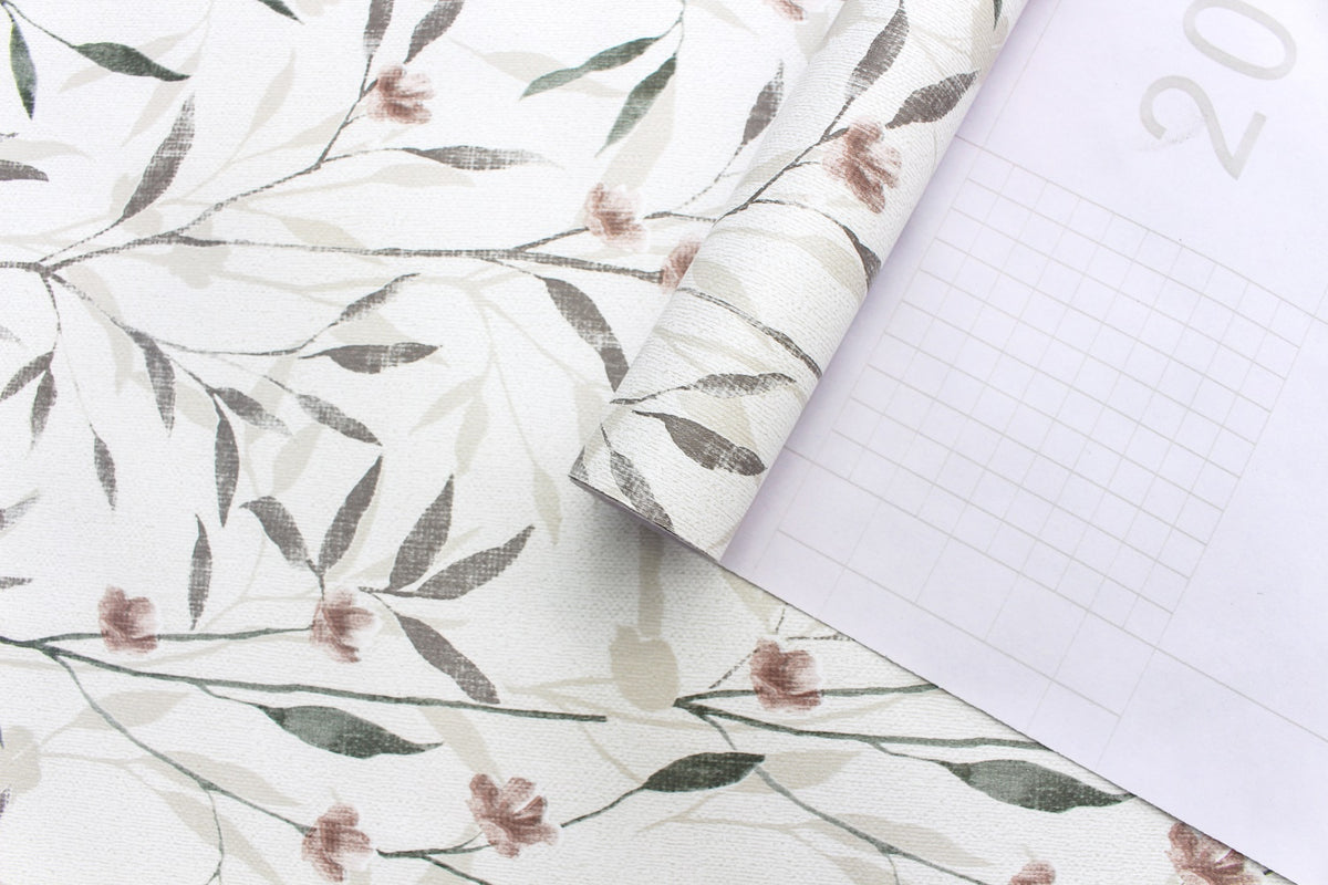 Haokhome Delicate Pink Blossom Vine Removable Self‑Adhesive Wall Covering, Soft Sprig Floral Wallpaper
