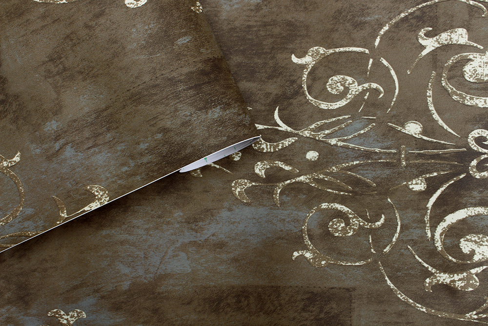 HaokHome Damask Wallpaper Peel and Stick Wallpaper Brown Vintage Wall Paper