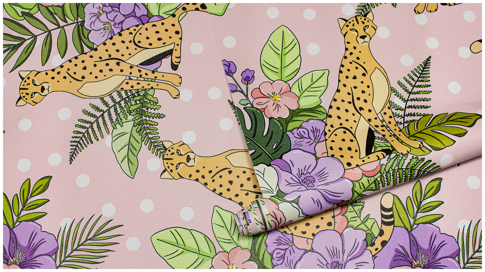 HaokHome Floral Peel and Stick Wallpaper Retro Polka Dot Cheetah Jungle, Macaron Floral Flat Illustration Removable Self Adhesive Vinyl Contact Paper for Living Room & Bedroom