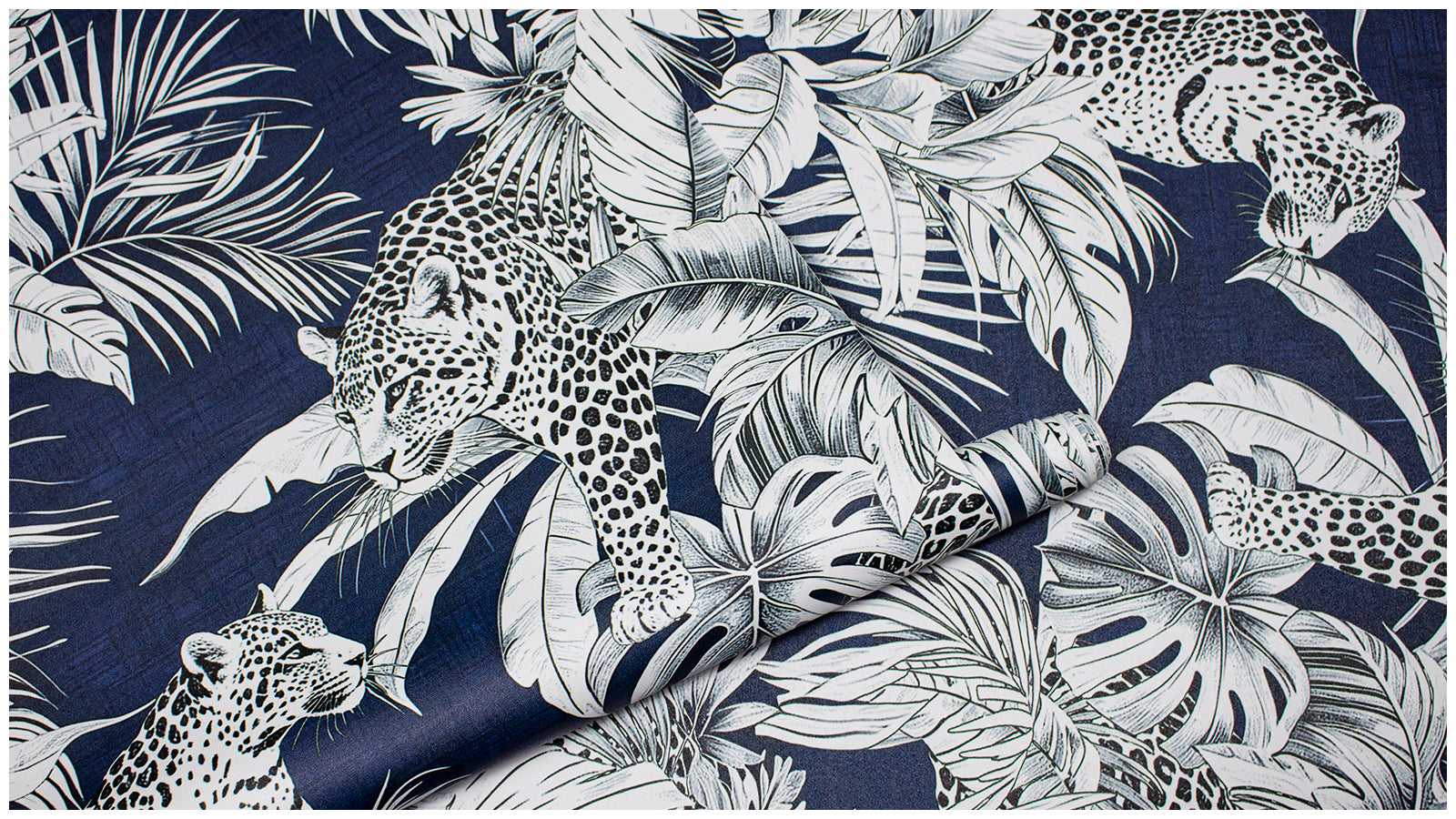 HaokHome Peel and Stick Wallpaper Tropical Leopard Navy Botanical Wall Mural Removable Self Adhesive Jungle Animal Wallpaper