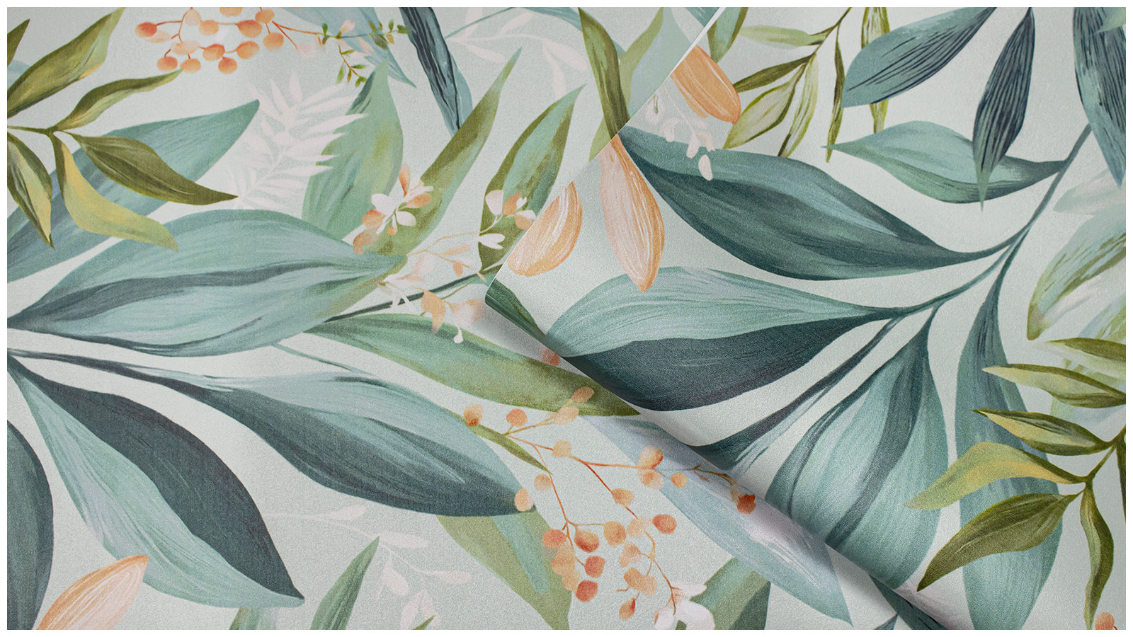 HaokHome Peel and Stick Wallpaper Watercolor Green Leaf Botanical Wall Mural Removable Self Adhesive Soft Sage Floral Wallpaper