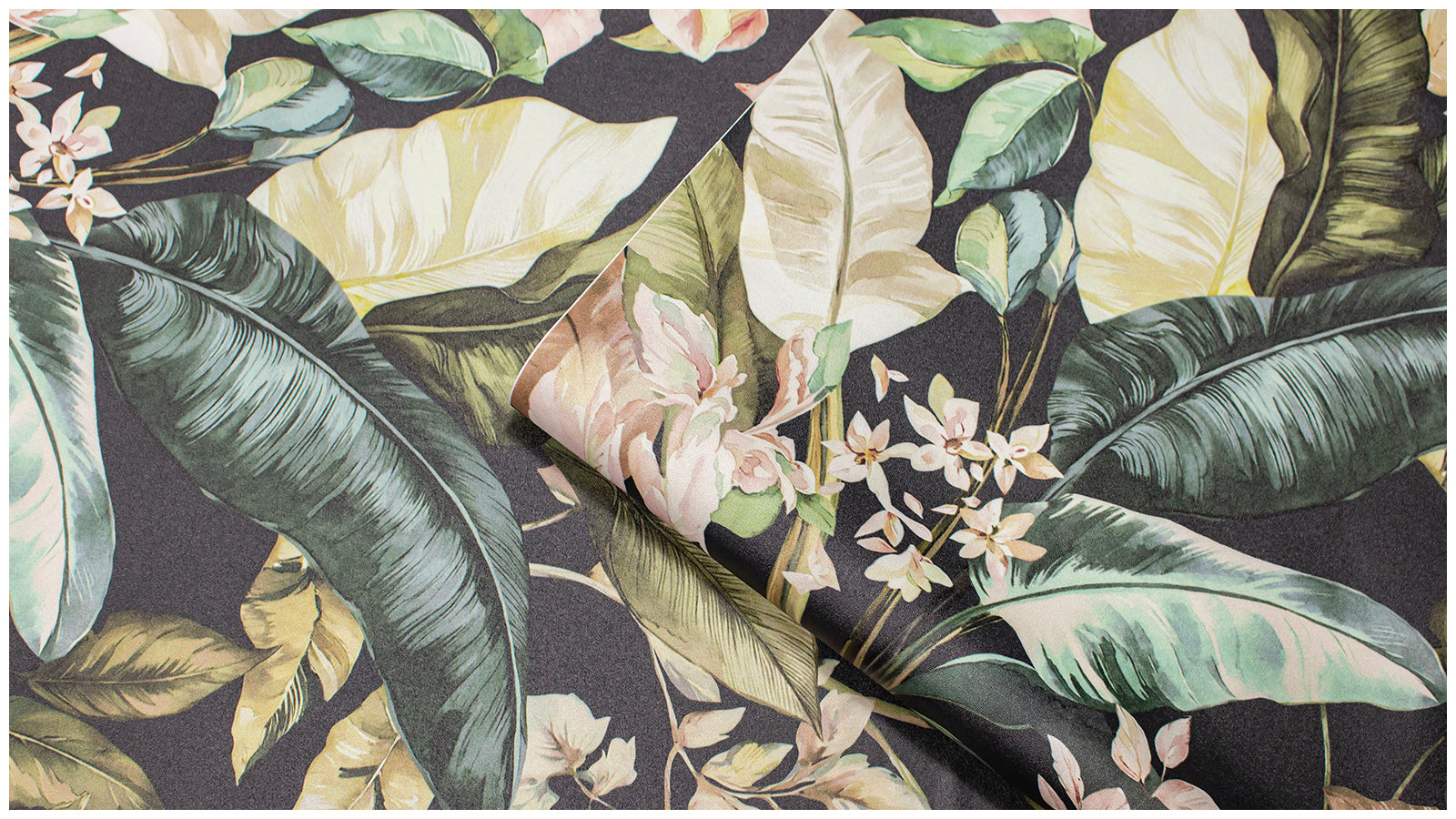 Haokhome Dark Tropical Banana Leaf Peel and Stick Wallpaper, Moody Boho Palm Foliage Wall Mural