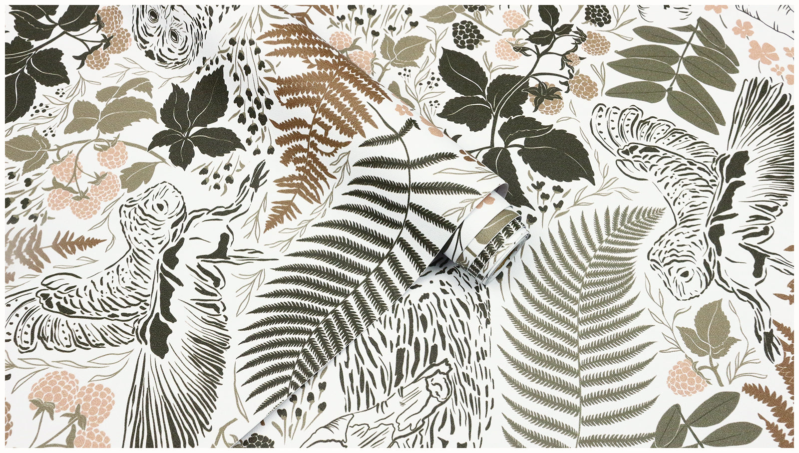 HaokHome Owls Peel & Stick Wallpaper Boho Removable Wall Paper Brown/Charcoal/White Tropical Textured Stick on Contact Paper for Bathroom Decoration