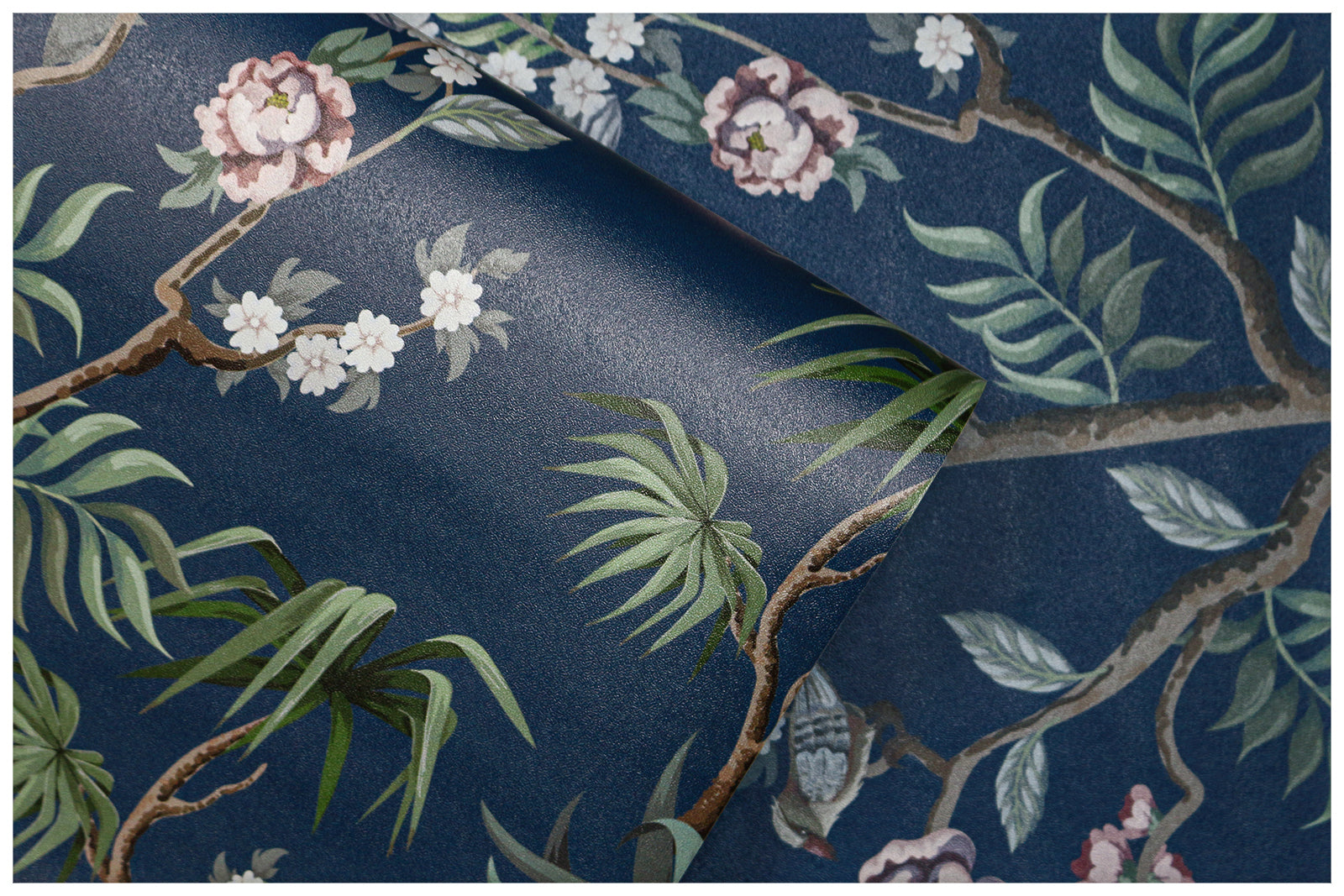 HaokHome Peel and Stick Wallpaper Floral Forest Navy/Green/Pink Removable Bedroom Wall Decorations