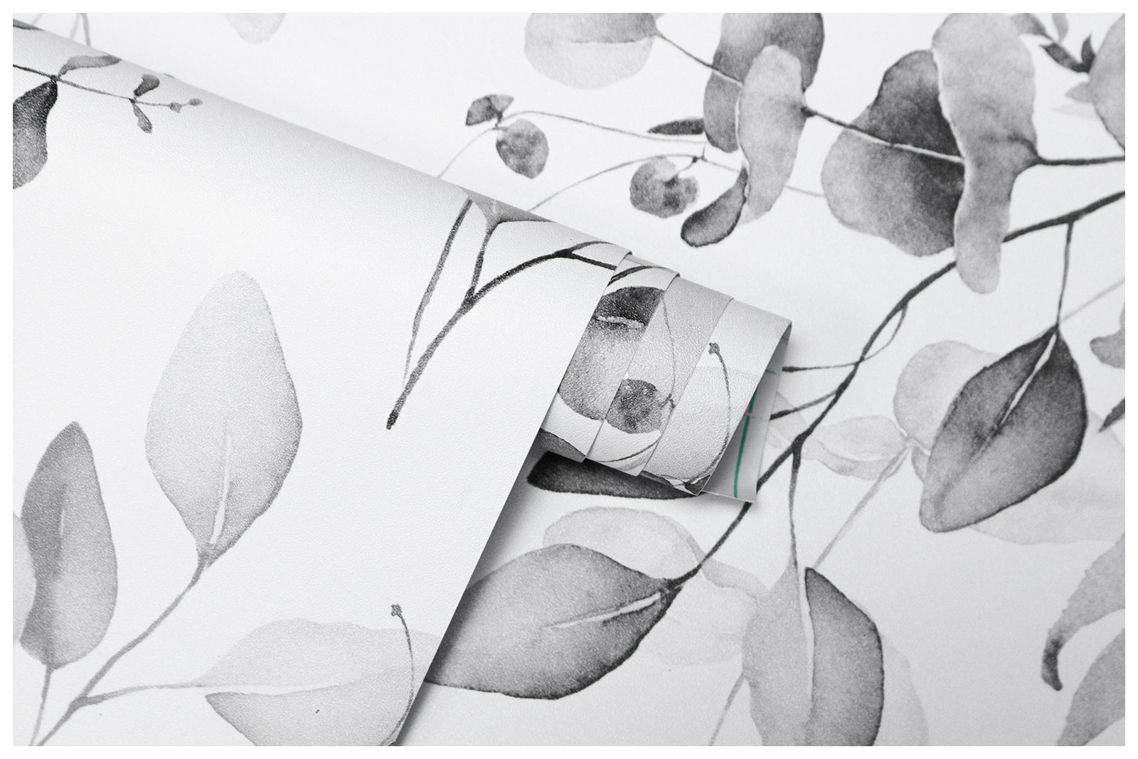 HaokHome Peel and Stick Wallpaper Boho Black/Grey/White Eucalyptus Leaf Floral Wall Mural Home Nursery Boho Contact Paper