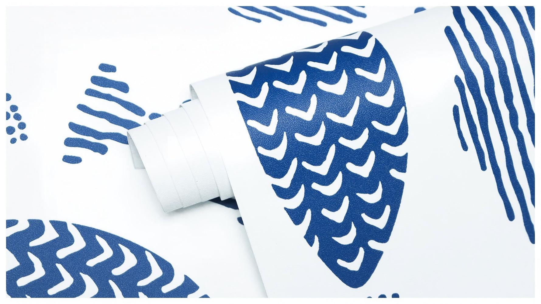 HaokHome Waterproof Wallpaper Peel and Stick Abstract Geometry Blue Fish Trellis Indigo Removable Contact Paper for Bathroom Kids Room Wall Decoration
