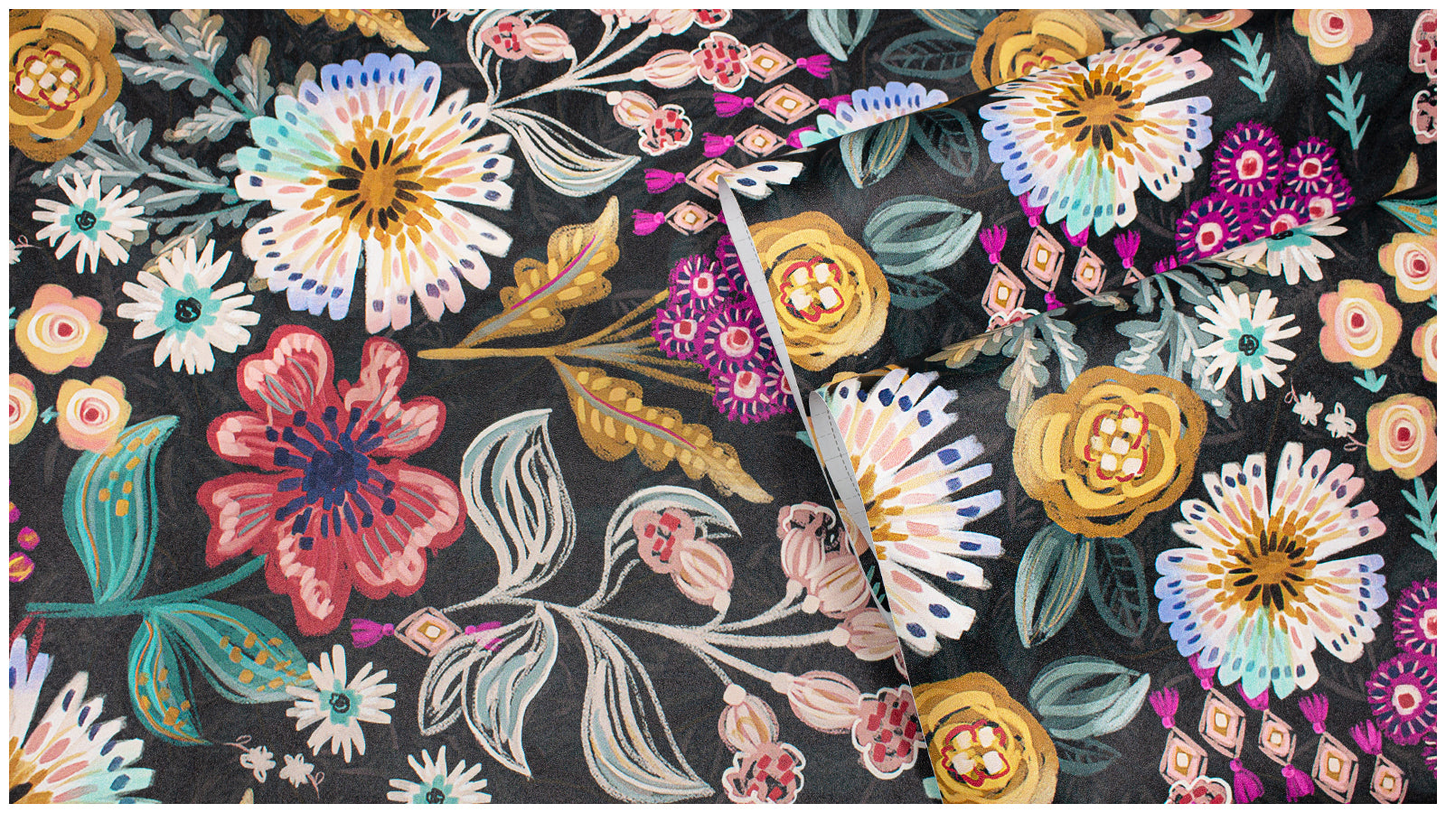 HaokHome Peel and Stick Wallpaper – Dark Moody Folk Wildflower Hand‑Drawn Botanical Removable Wallpaper for Accent Wall