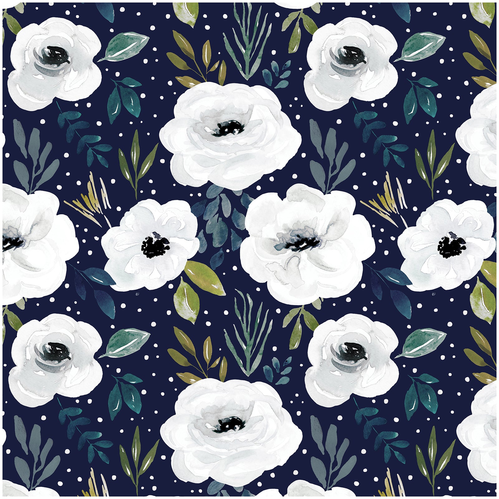 HaokHome 93245-3 Navy/White Floral Wallpaper Home Decor Removable Vinyl Self Adhesive Mural Contact Paper