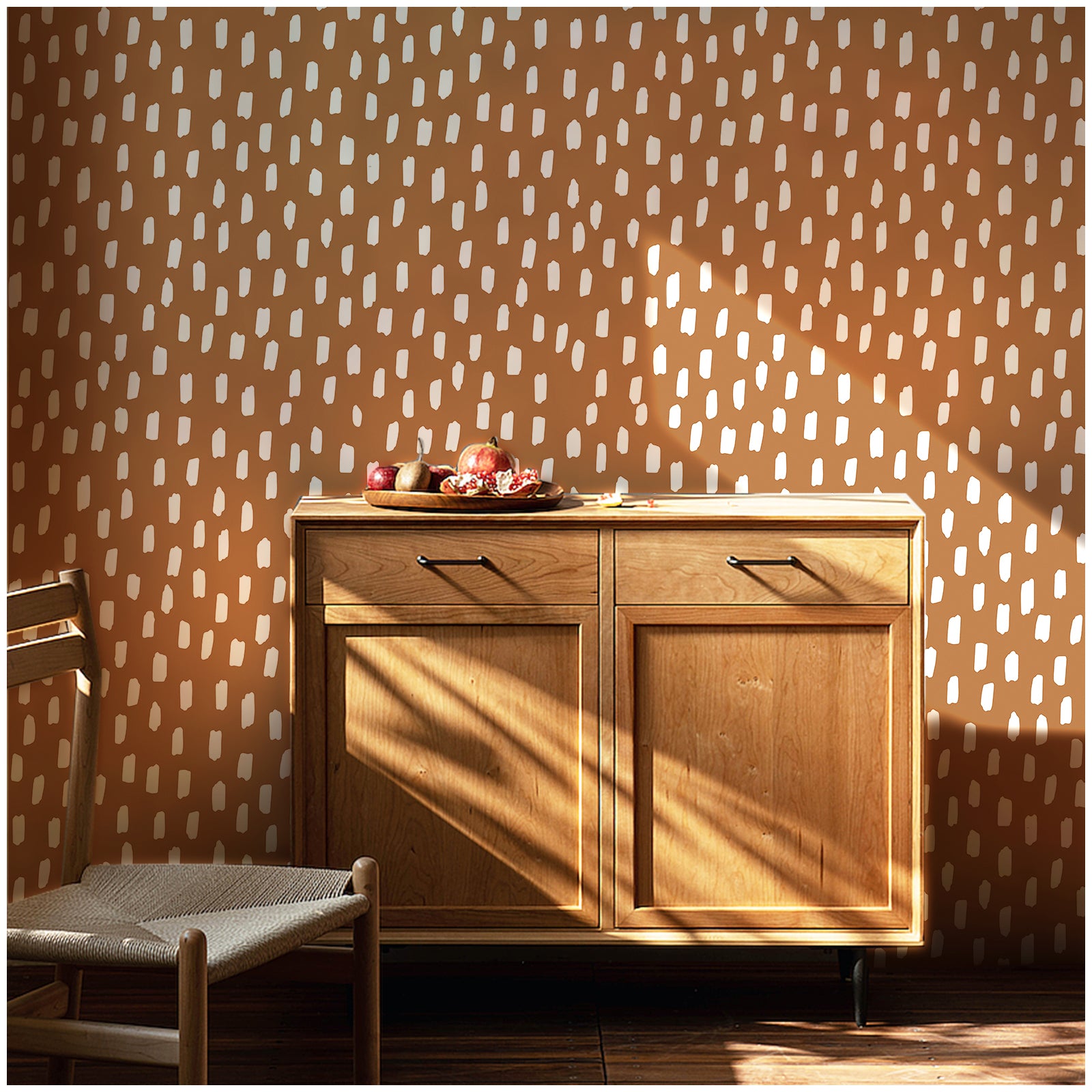 Peel and Stick Wallpaper Boho Modern Dots Wall Paper Removable for Bathroom Caramel/White Contact Paper