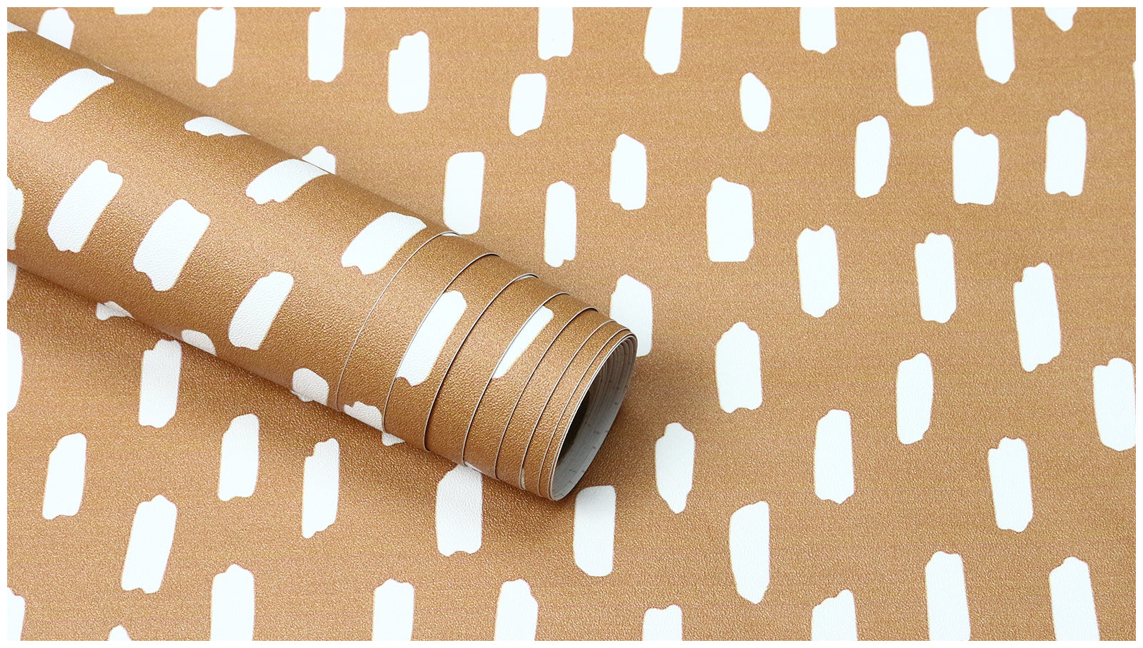 Peel and Stick Wallpaper Boho Modern Dots Wall Paper Removable for Bathroom Caramel/White Contact Paper