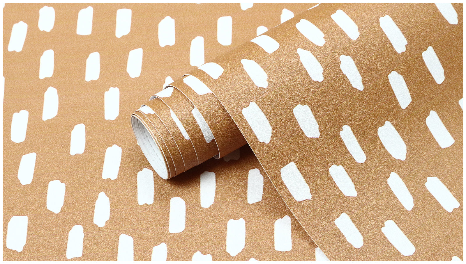 Peel and Stick Wallpaper Boho Modern Dots Wall Paper Removable for Bathroom Caramel/White Contact Paper