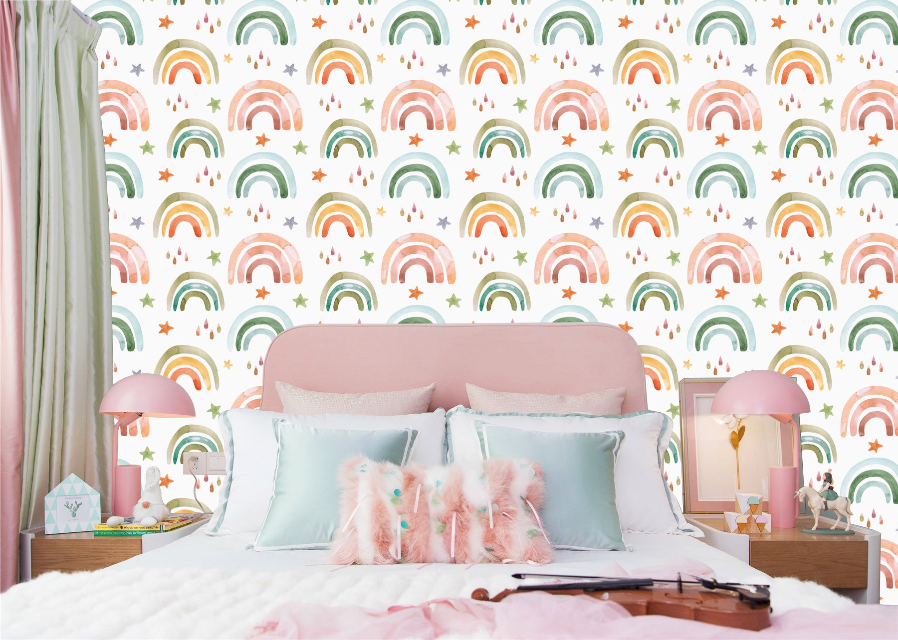 Peel and Stick Wallpaper Geometric Olive/MistyRose/White/Black/Red Modern Wall Decor Bathroom Removable Contact Paper