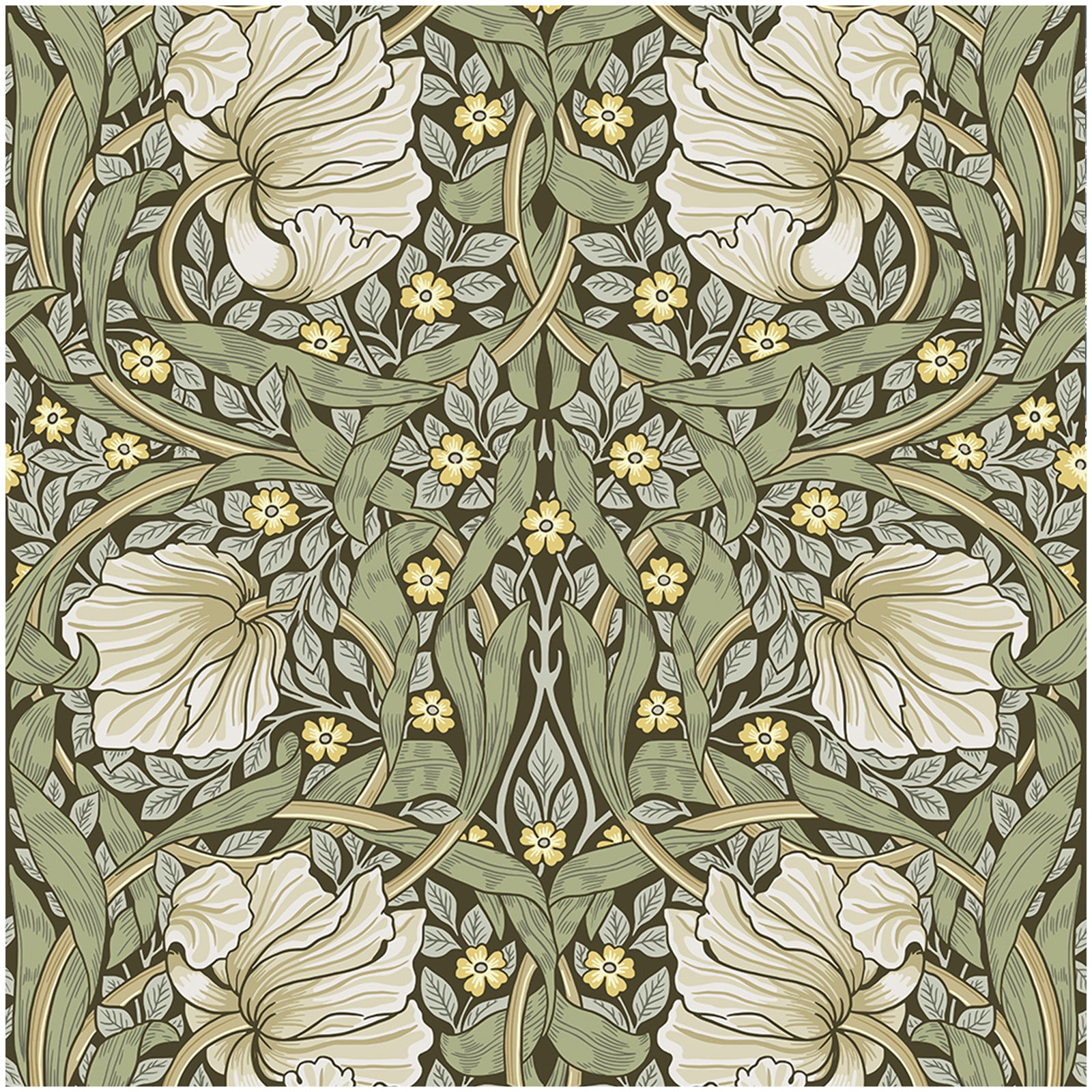 HAOKHOME 94028-1 Vintage Floral Wallpaper Peel and Stick Botanical Sage Green/Yellow Wall Murals Home Kitchen Bedroom Decor by William Morris