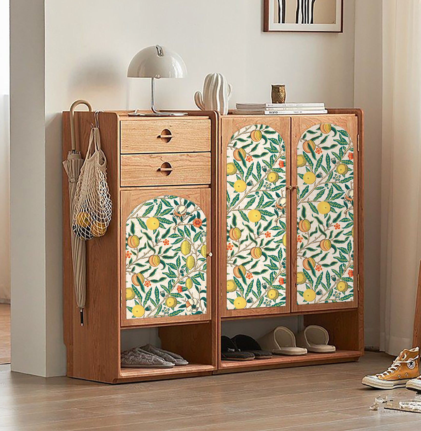 HAOKHOME 93308-2 Vintage Peel and Stick Wallpaper Lemon Pomegranate Forest Beige/Green/Yellow Wall Murals Home Kitchen Bedroom Decor by William Morris