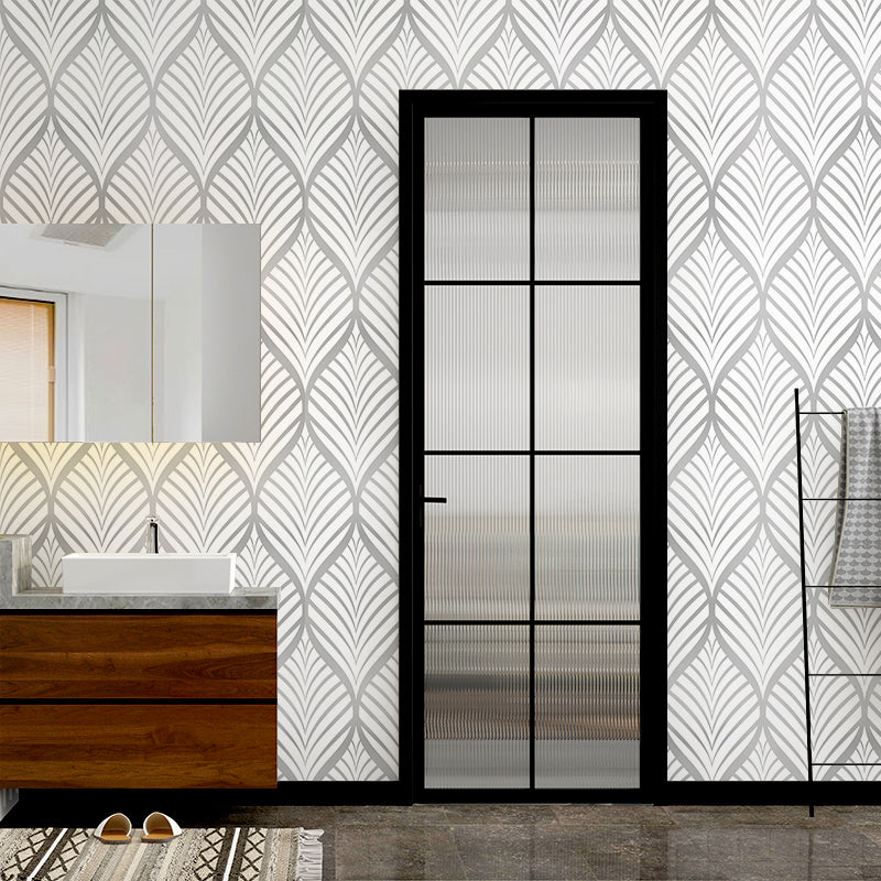 HaokHome Silver Art Deco Ogee Peel and Stick Wallpaper, Modern Geometric Line Art Removable Self Adhesive Wallpaper