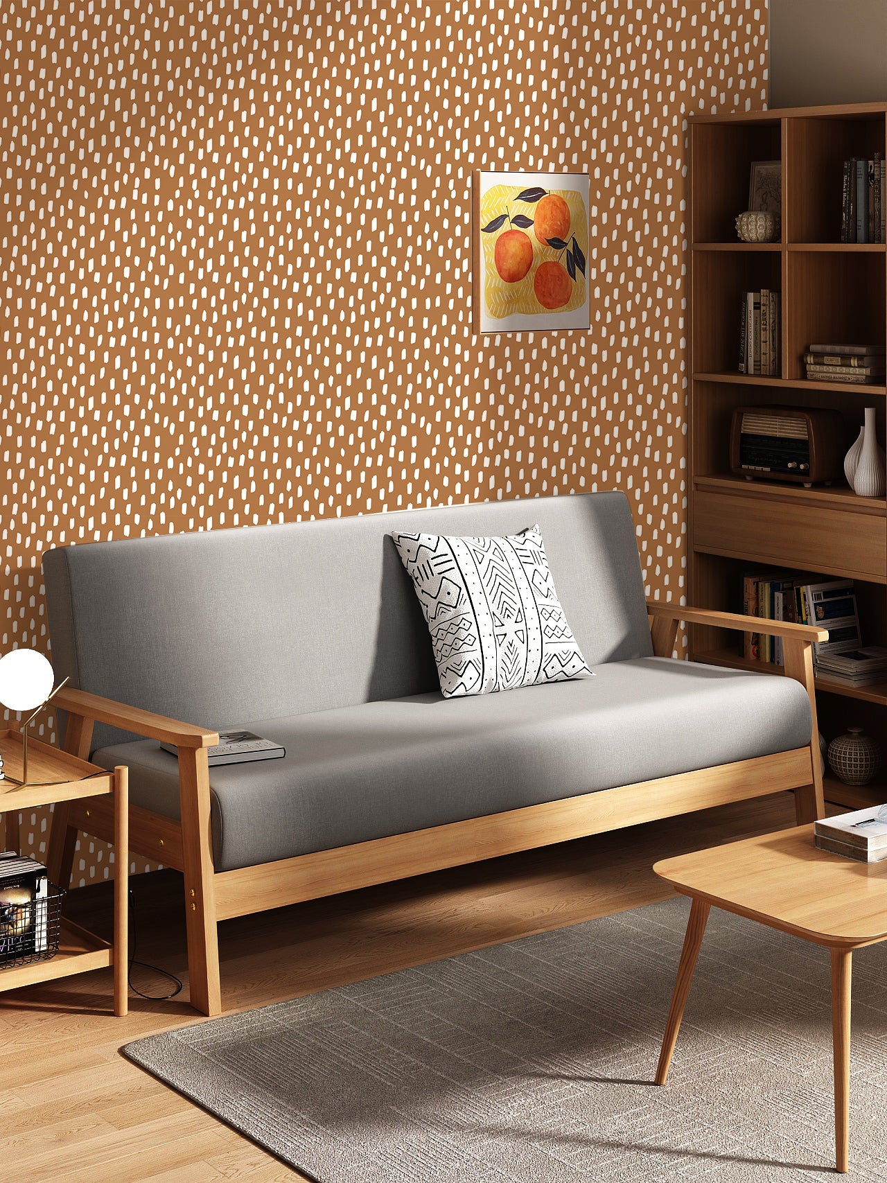 Caramel Brush Dot Wallpaper – Modern Boho Minimalist Print