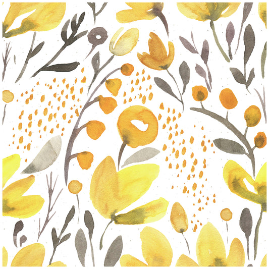 HaokHome 93040 Watercolor Floral Peel and Stick Wallpaper  Yellow