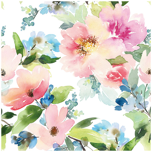HaokHome 93069 Watercolor Floral Wallpaper Peel and Stick Elegant Peony Flowers Decorative Pasted Wall Paper Rolls for Walls