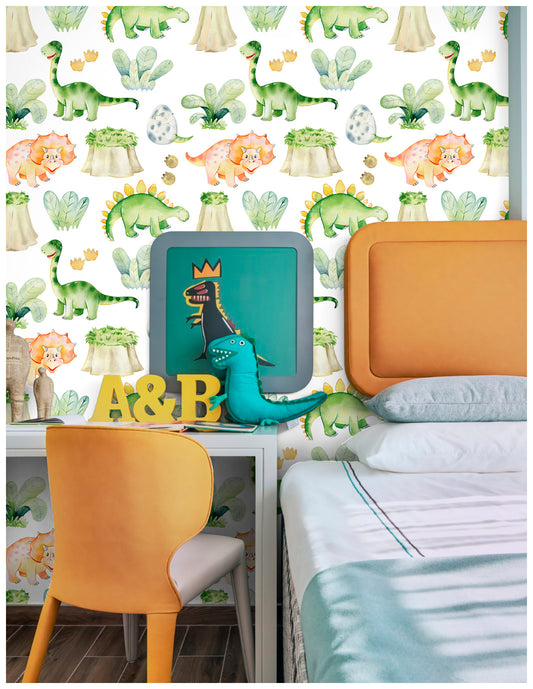 HaokHome 99029 Peel and Stick Wallpaper Cartoon Dinosaur Wall Paper Sticker for Kids Removable Contact Paper DIY Decorations