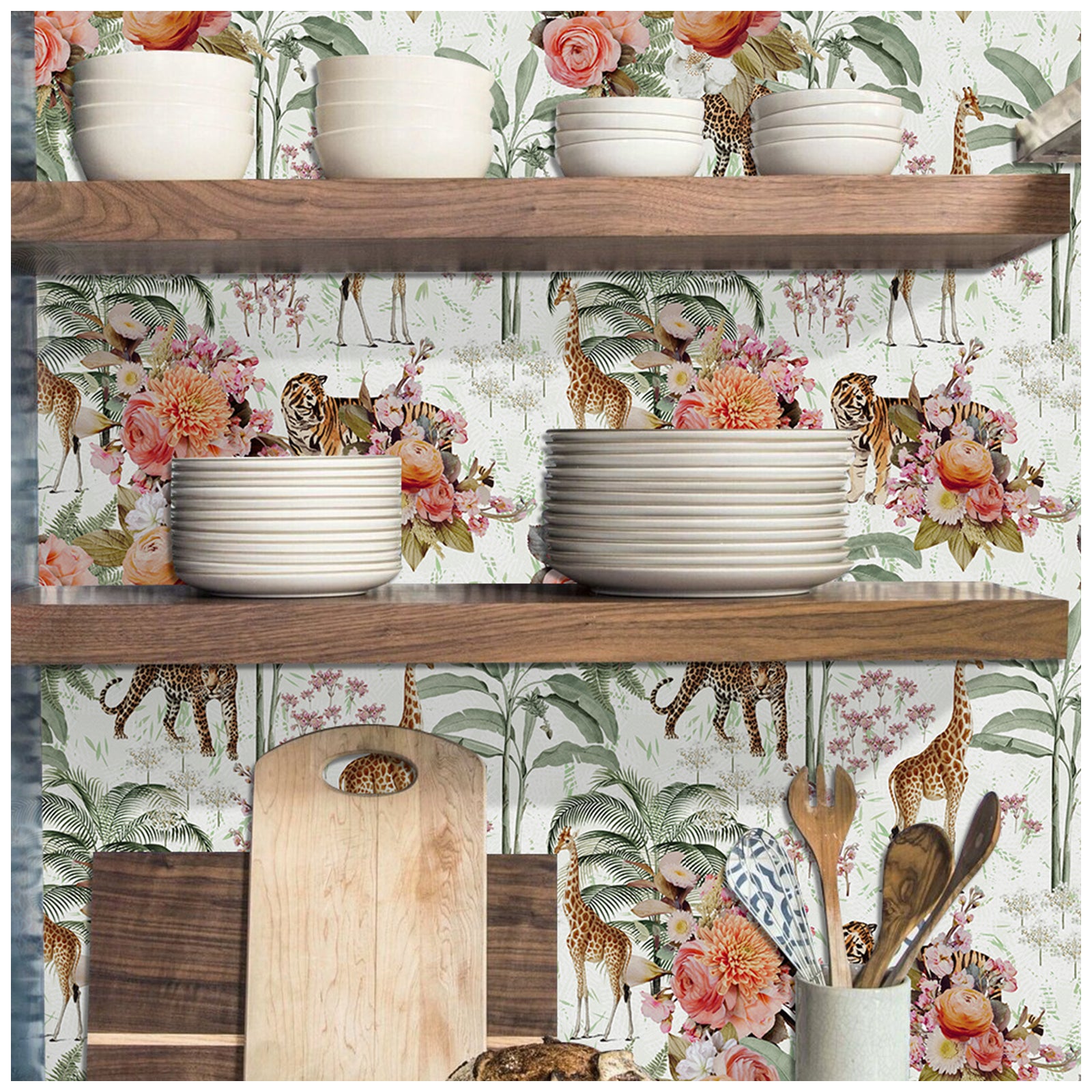 HaokHome 93243 Animal Forest Peel and Stick Wallpaper Removable Vinyl Self Adhesive DIY Decor