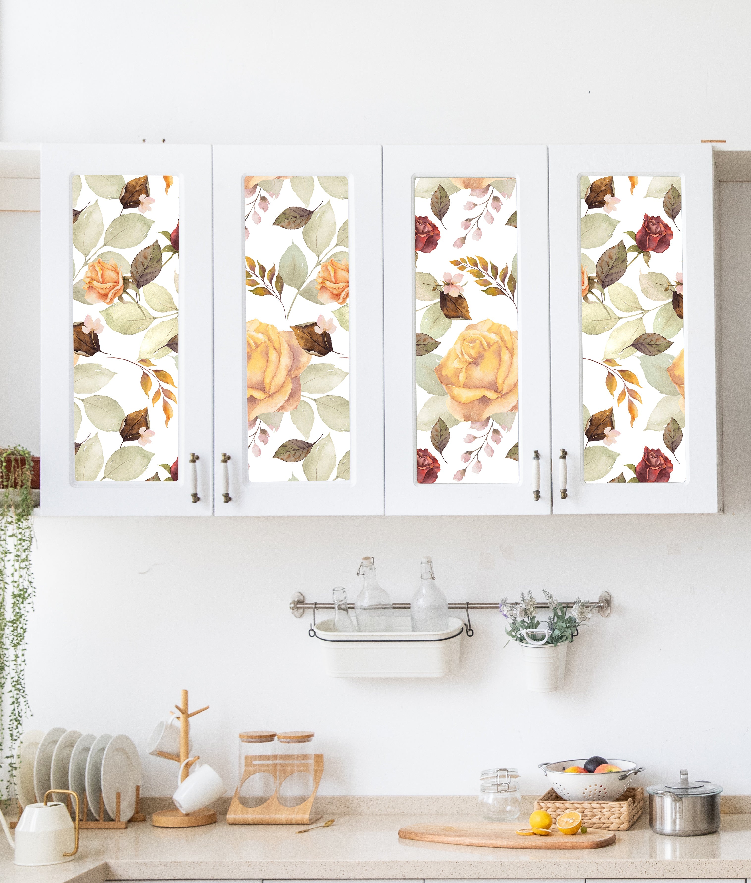 HaokHome 93160 Autumn Decor Peel and Stick Wallpaper Fallen Leaves Rose Contact Wallpaper