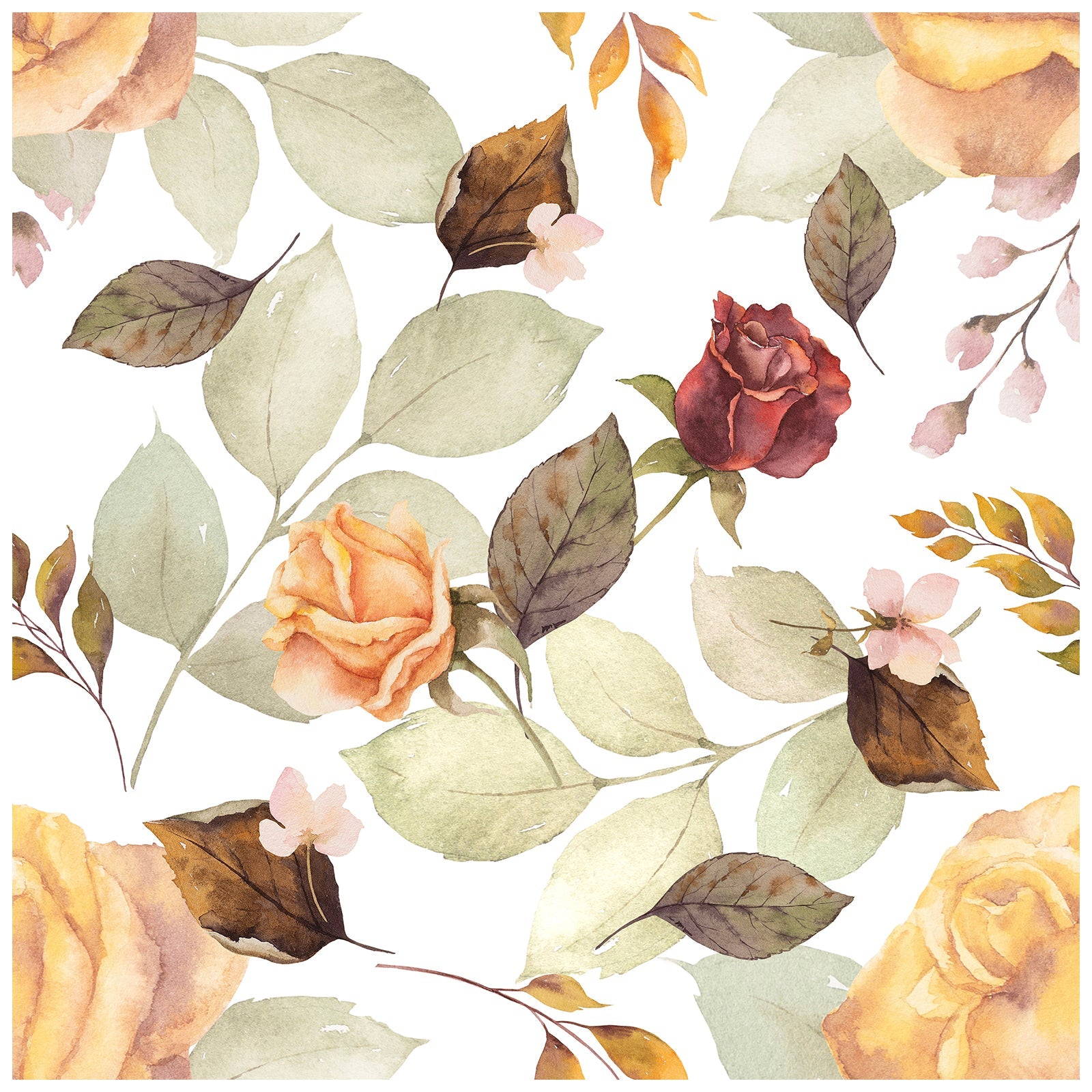 HaokHome 93160 Autumn Decor Peel and Stick Wallpaper Fallen Leaves Rose Contact Wallpaper