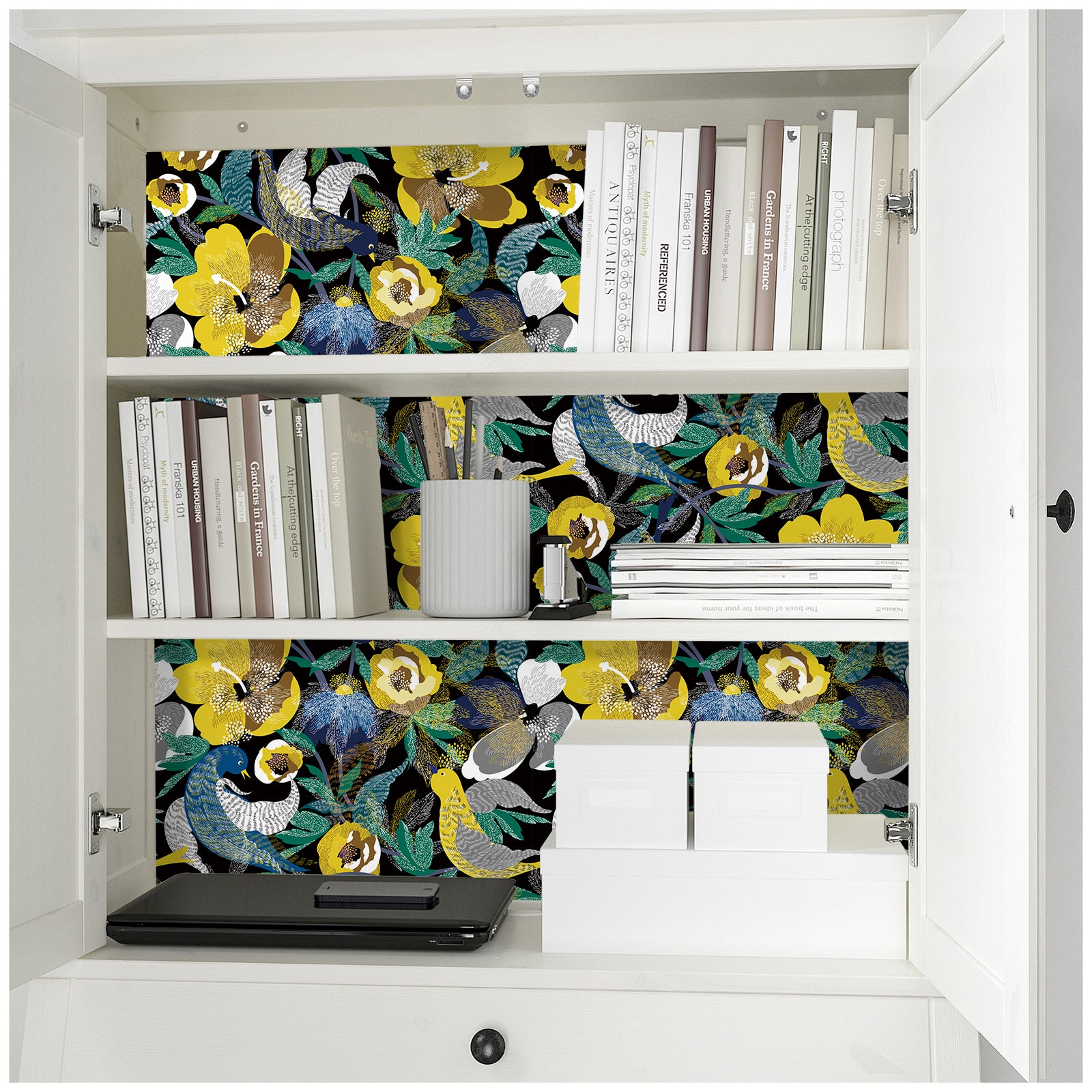 Haokhome 93096 Birds Floral Peel and Stick Wallpaper Removable Bedroom Wall Decorations