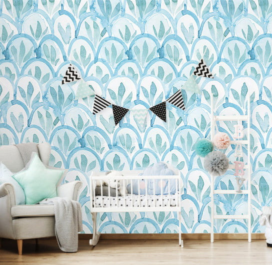 HaokHome 96110 Blue Abstract Wallpaper Peel and Stick Kitchen Desktop Art Deco Wallpaper