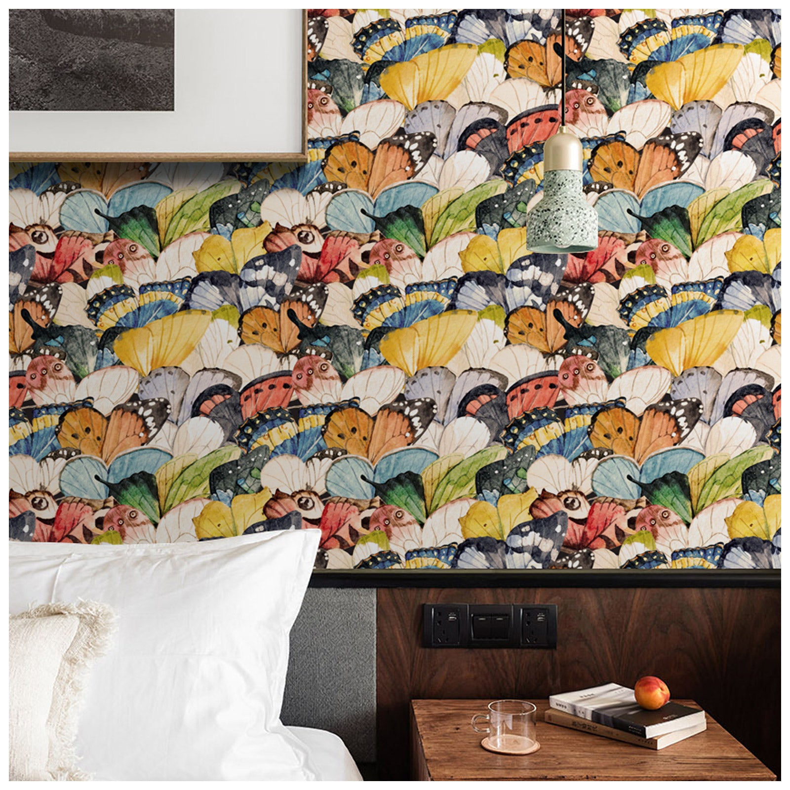 HaokHome 93133 Butterfly Peel and Stick Wallpaper for Bathroom Colorful Stick on Removable Removable Wallpaper Home Decorations