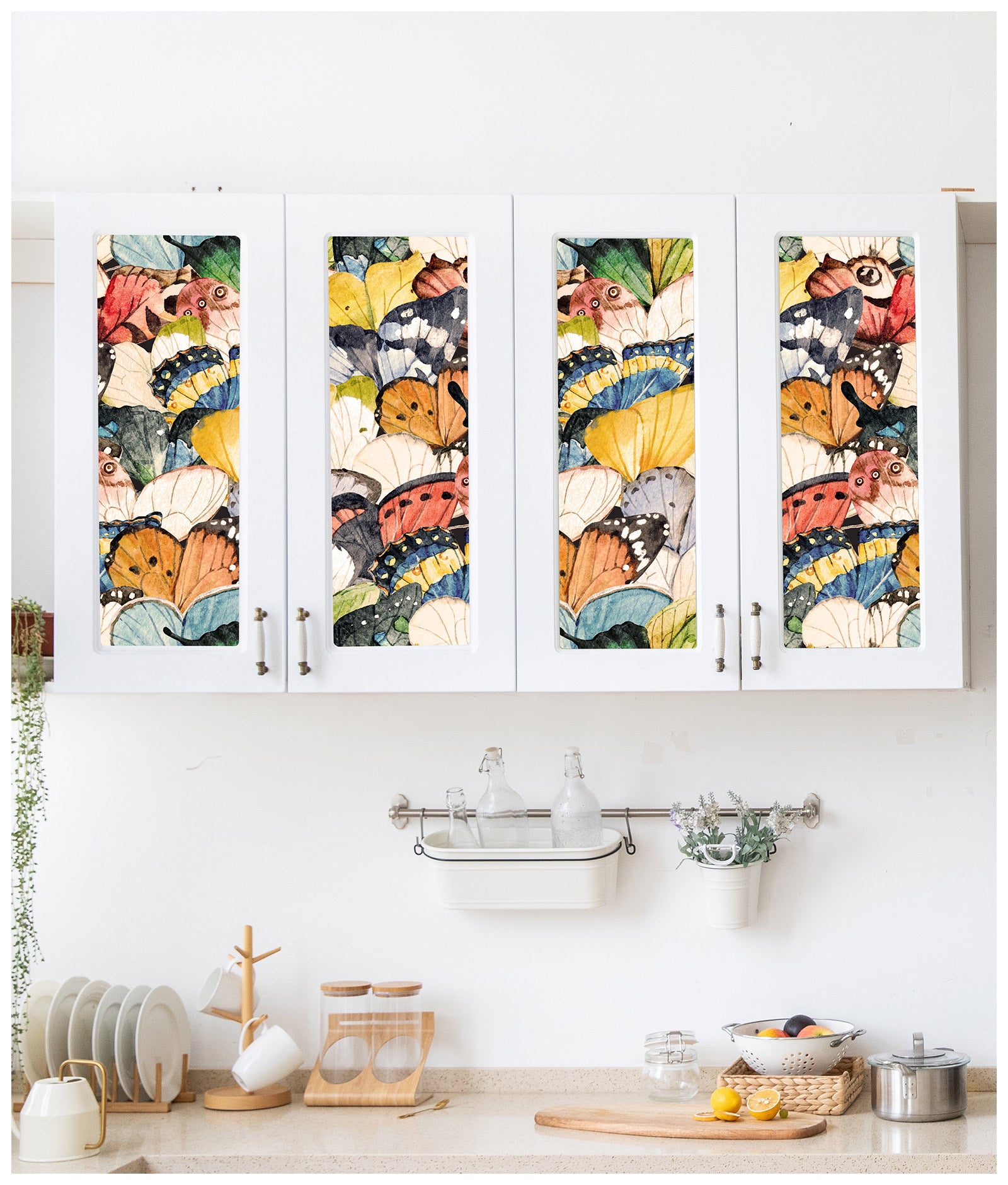 HaokHome 93133 Butterfly Peel and Stick Wallpaper for Bathroom Colorful Stick on Removable Removable Wallpaper Home Decorations