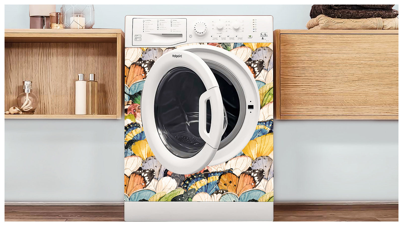 HaokHome 93133 Butterfly Peel and Stick Wallpaper for Bathroom Colorful Stick on Removable Removable Wallpaper Home Decorations