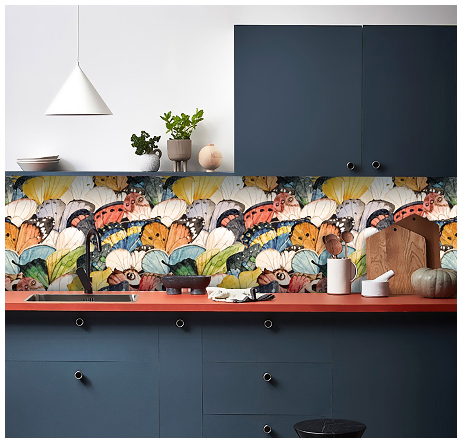 HaokHome 93133 Butterfly Peel and Stick Wallpaper for Bathroom Colorful Stick on Removable Removable Wallpaper Home Decorations