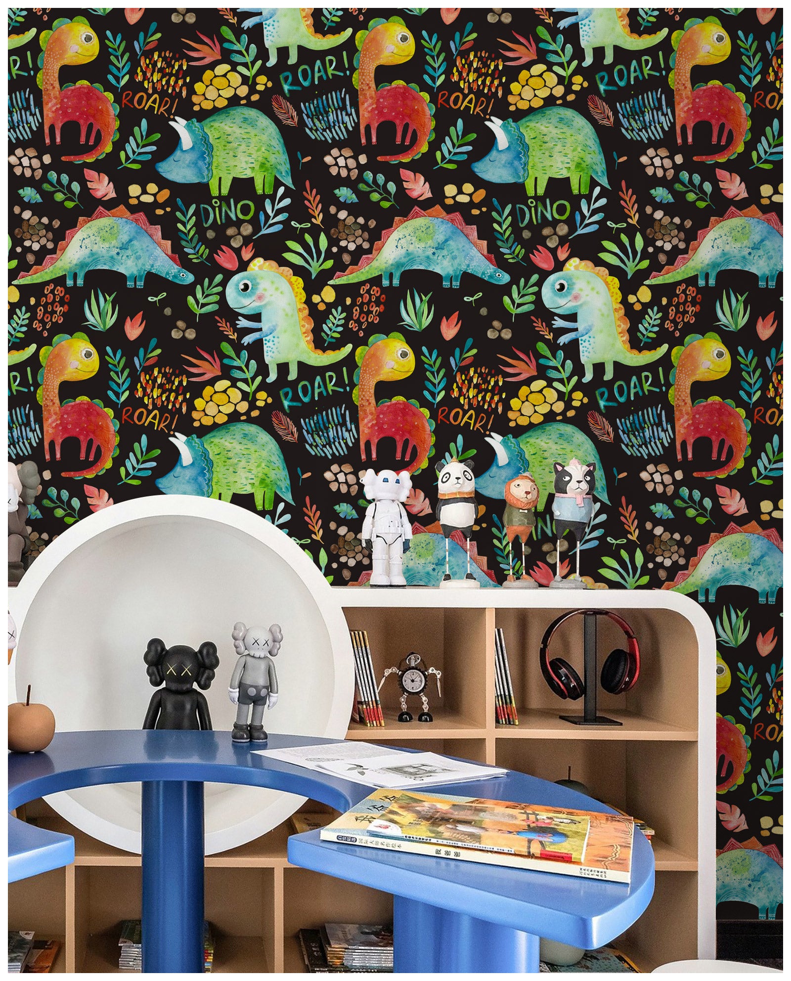 HaokHome 99034 Cartoon Peel and Stick Wallpaper Self Adhesive Dinosaurs Contact Paper