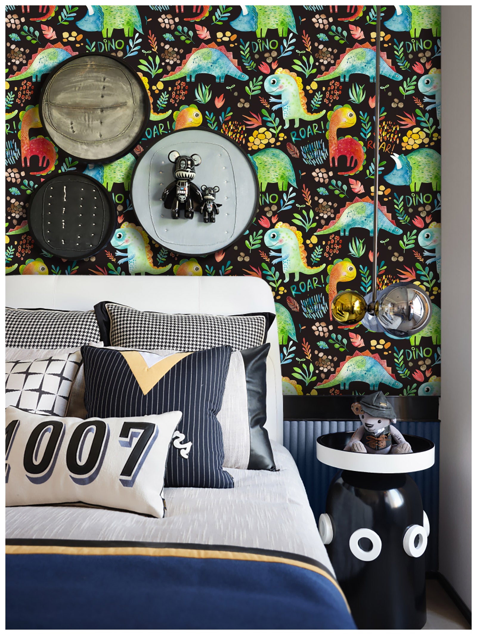 HaokHome 99034 Cartoon Peel and Stick Wallpaper Self Adhesive Dinosaurs Contact Paper