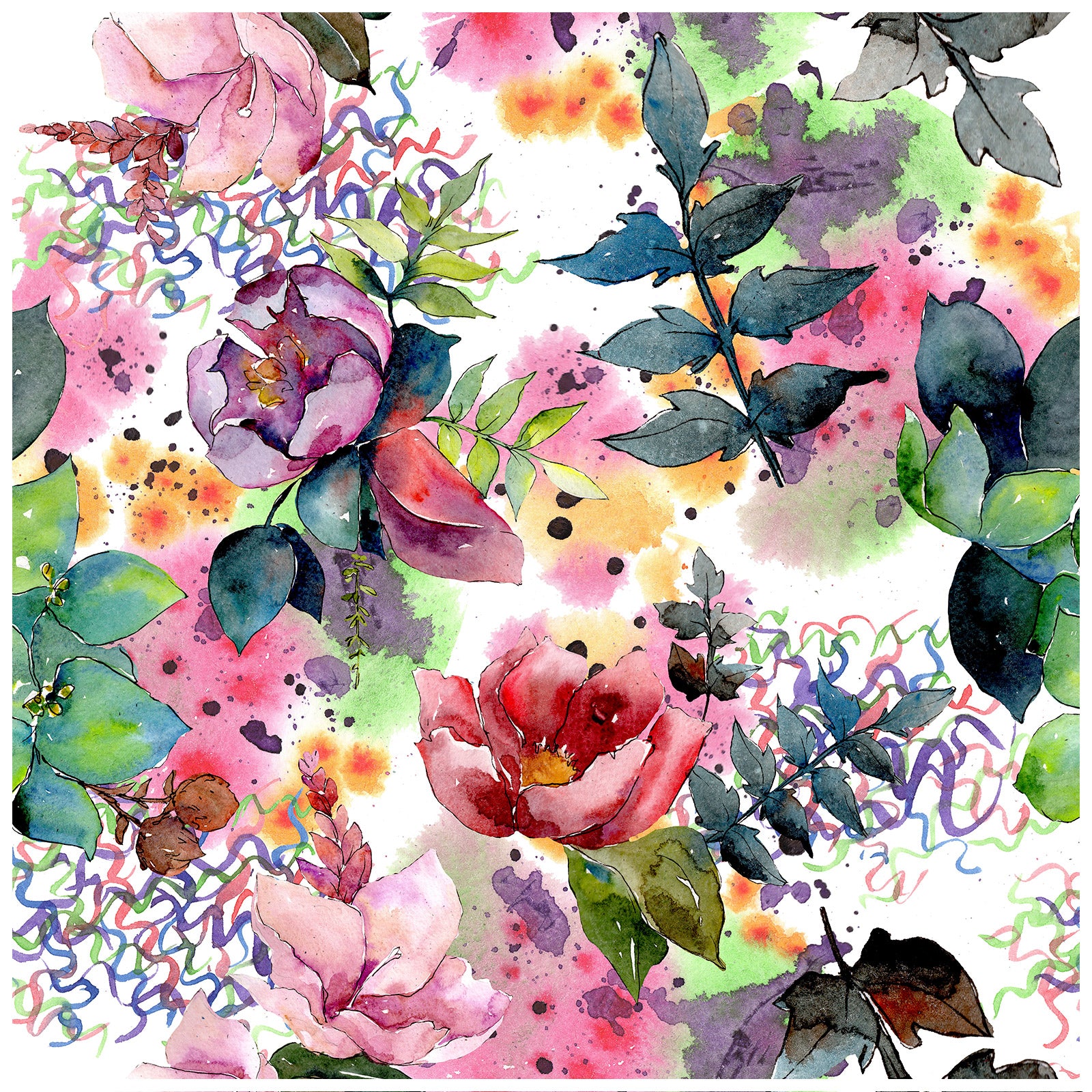 HaokHome 93152 Colored Floral Peel and Stick Wallpaper Self Adhesive Wall Decor